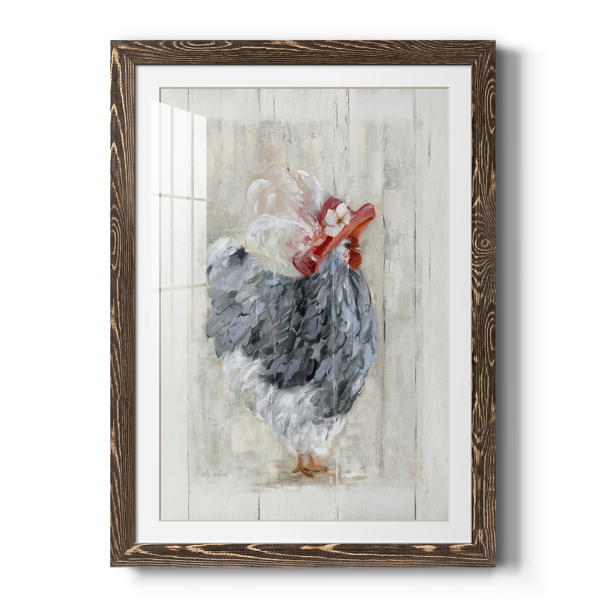 Sunday Best Hen - Barnwood Framed Art Print