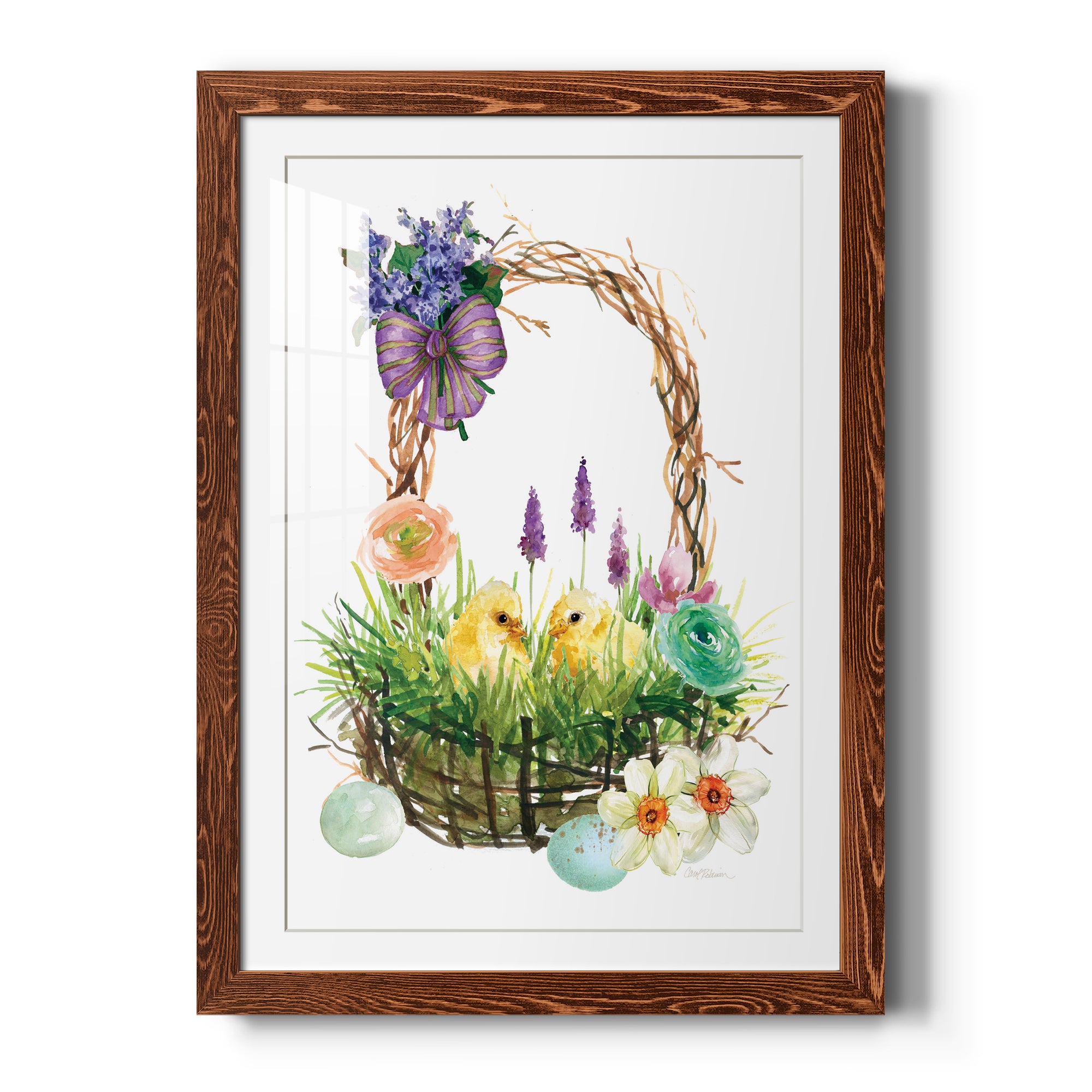 Spring Chick Basket - Barnwood Framed Art Print
