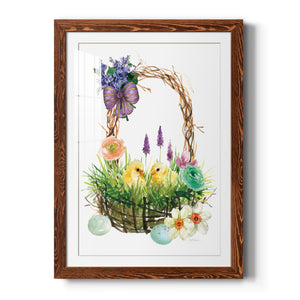 Spring Chick Basket - Barnwood Framed Art Print