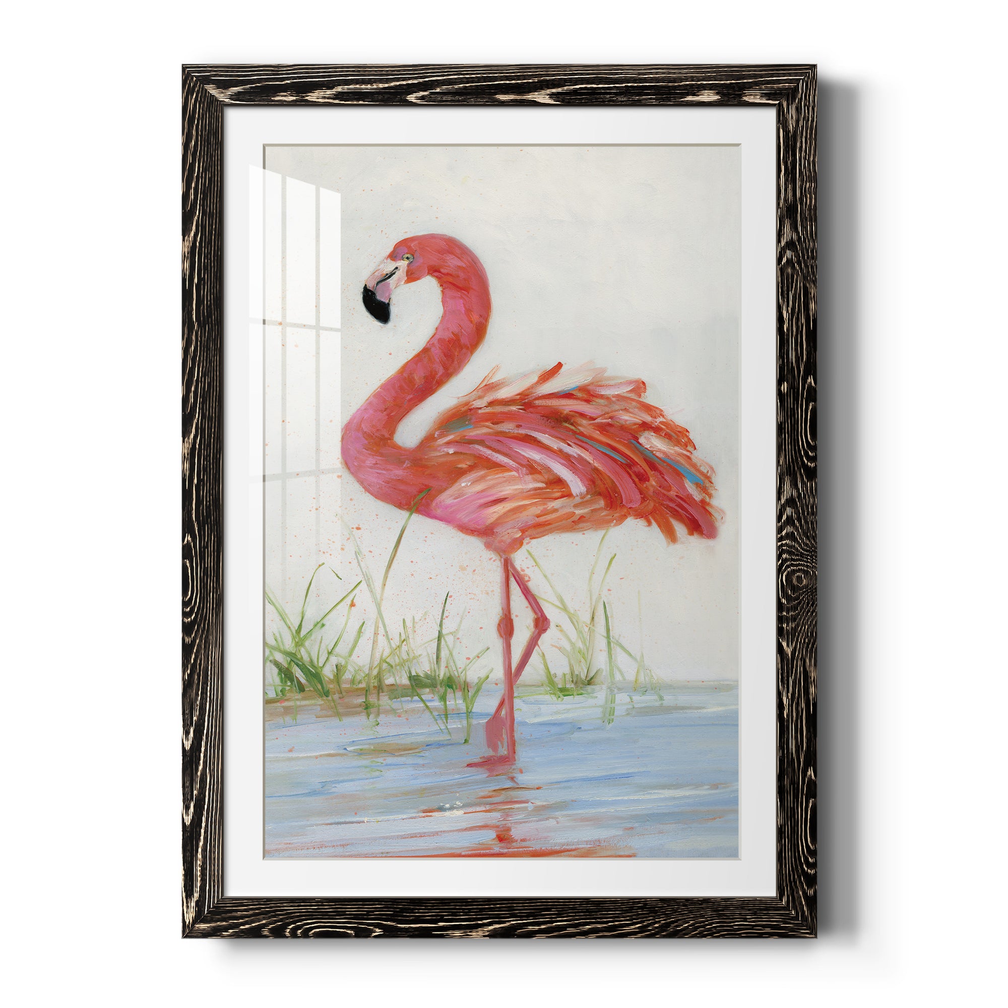 Flamingo II - Barnwood Framed Art Print