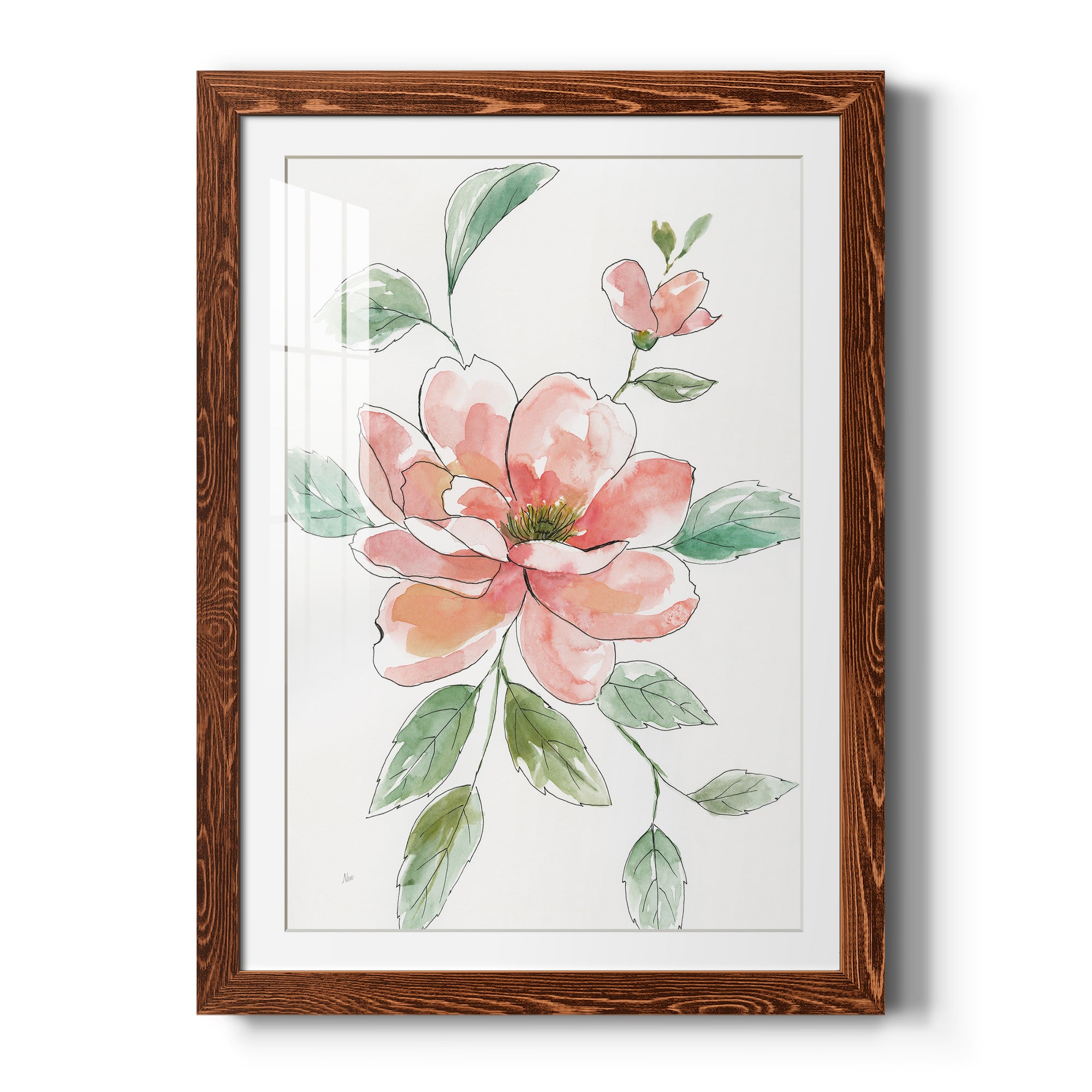 Peony Contour - Premium Framed Print - Distressed Barnwood Frame - Ready to Hang