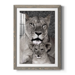 Lioness and Cub - Barnwood Framed Art Print