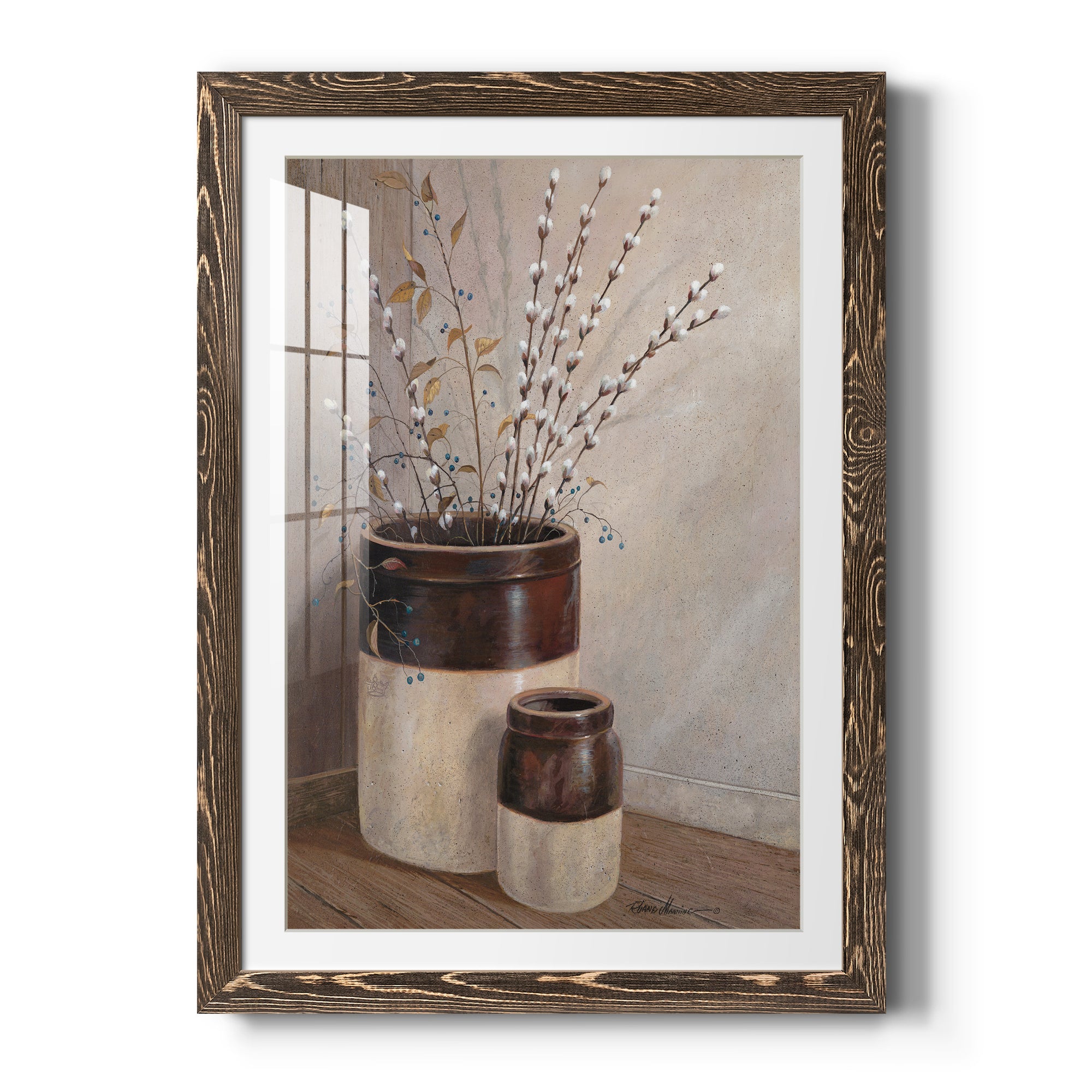 Pussywillows & Spring - Barnwood Framed Art Print