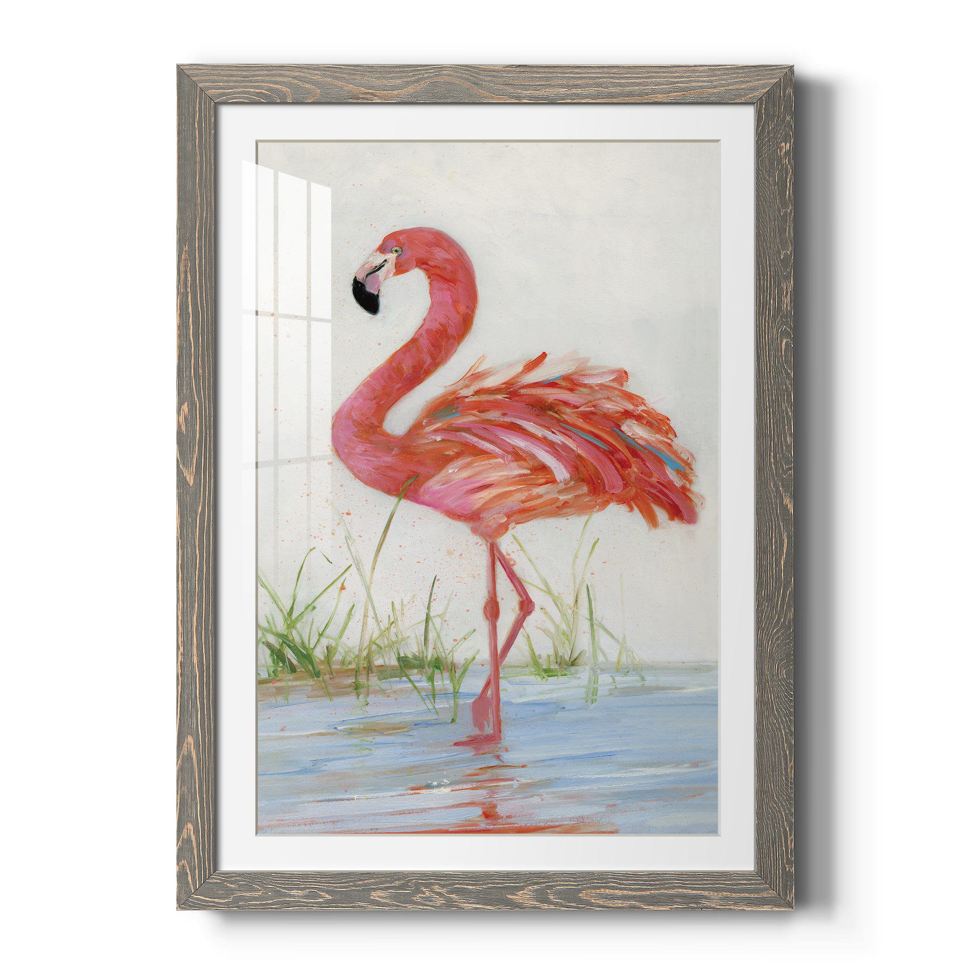 Flamingo II - Barnwood Framed Art Print