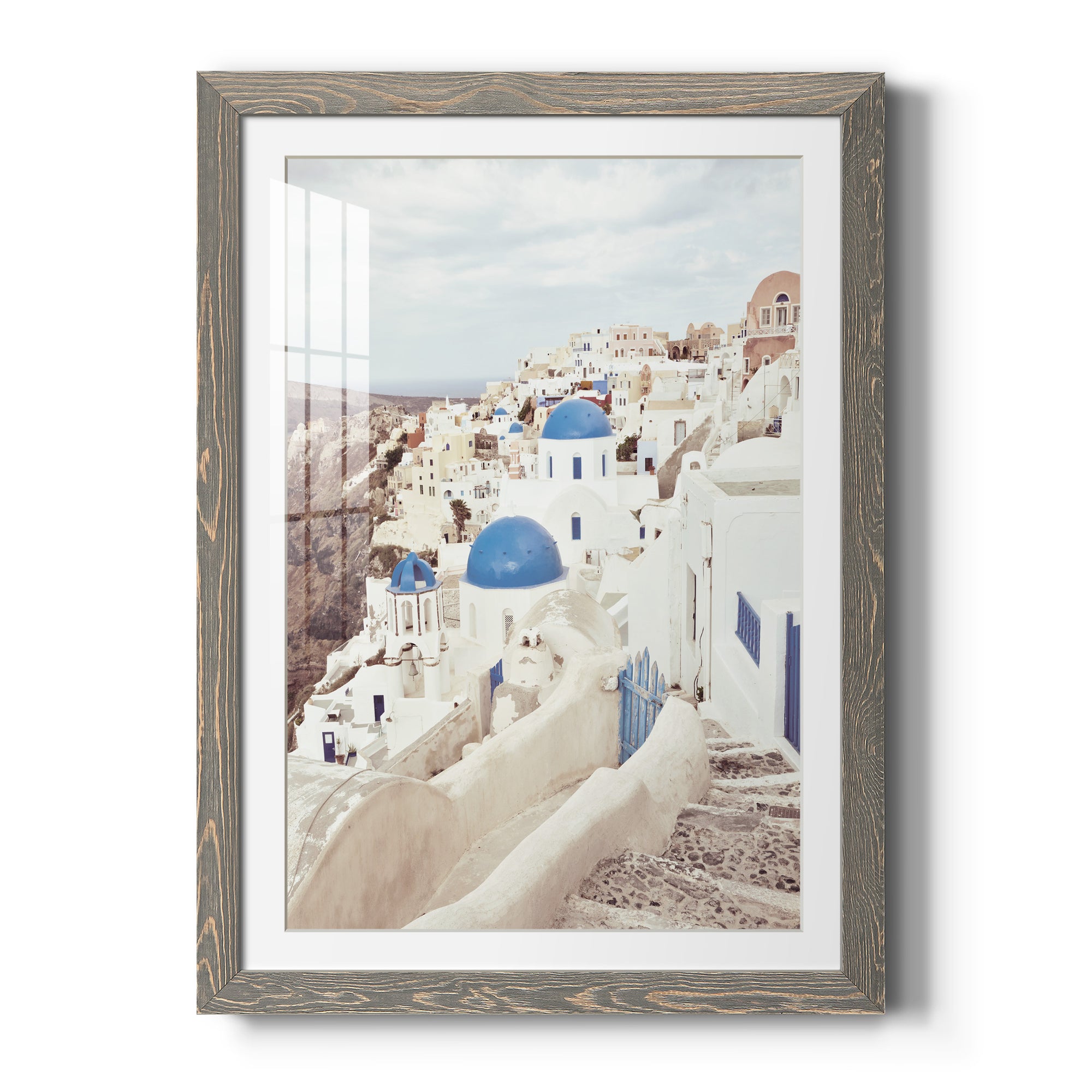 Santorini - Premium Framed Print - Distressed Barnwood Frame - Ready to Hang