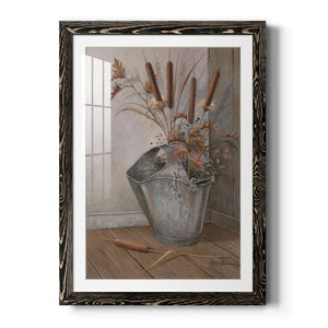 Berries & Cat Tails - Premium Framed Print - Distressed Barnwood Frame - Ready to Hang