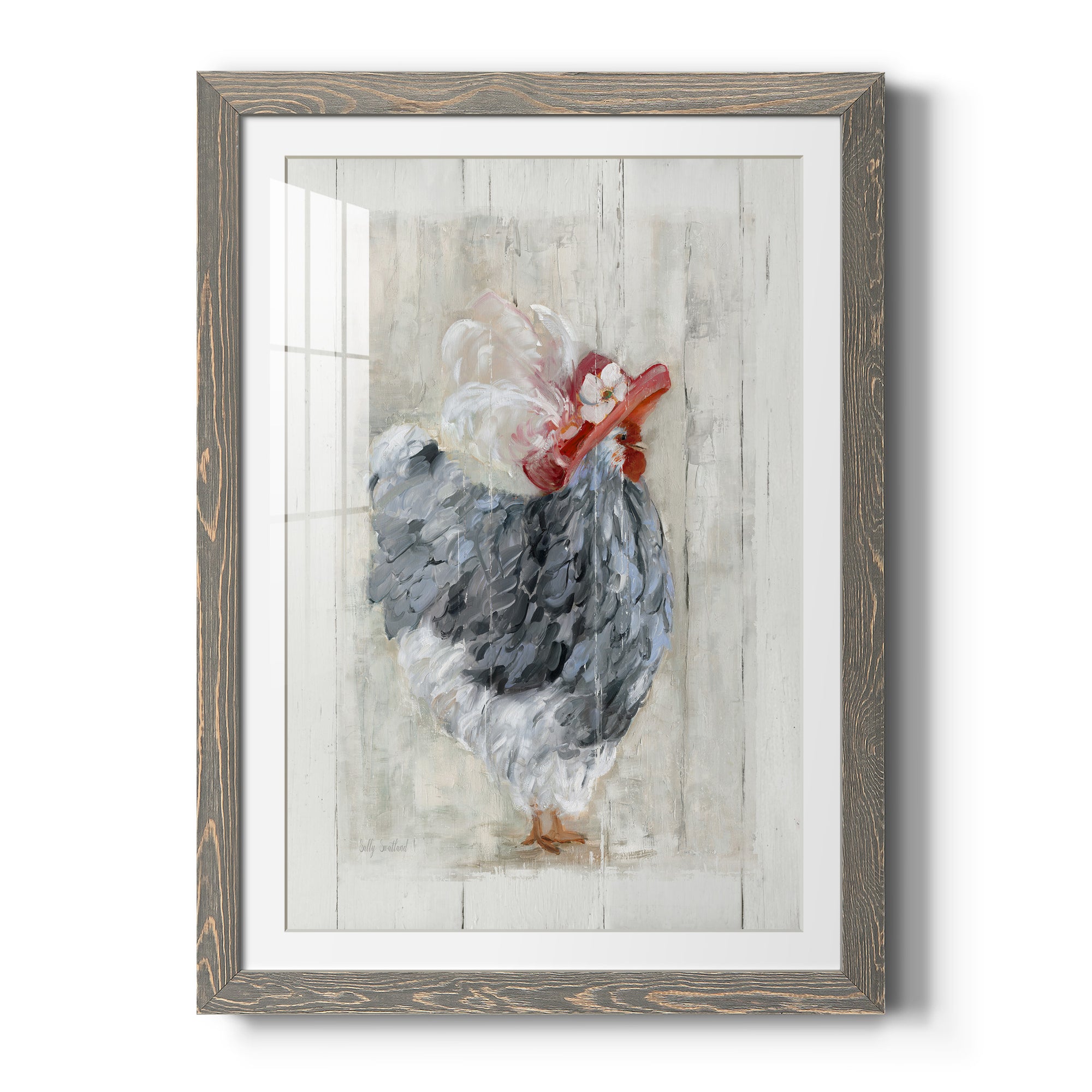 Sunday Best Hen - Barnwood Framed Art Print