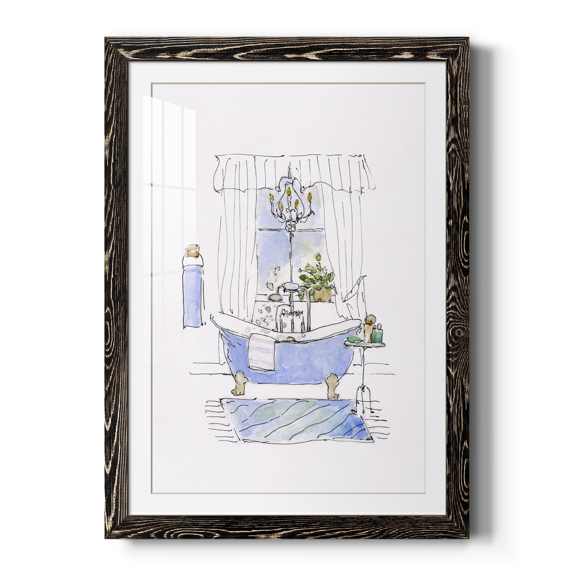 Sketchy Bath I - Premium Framed Print - Distressed Barnwood Frame - Ready to Hang