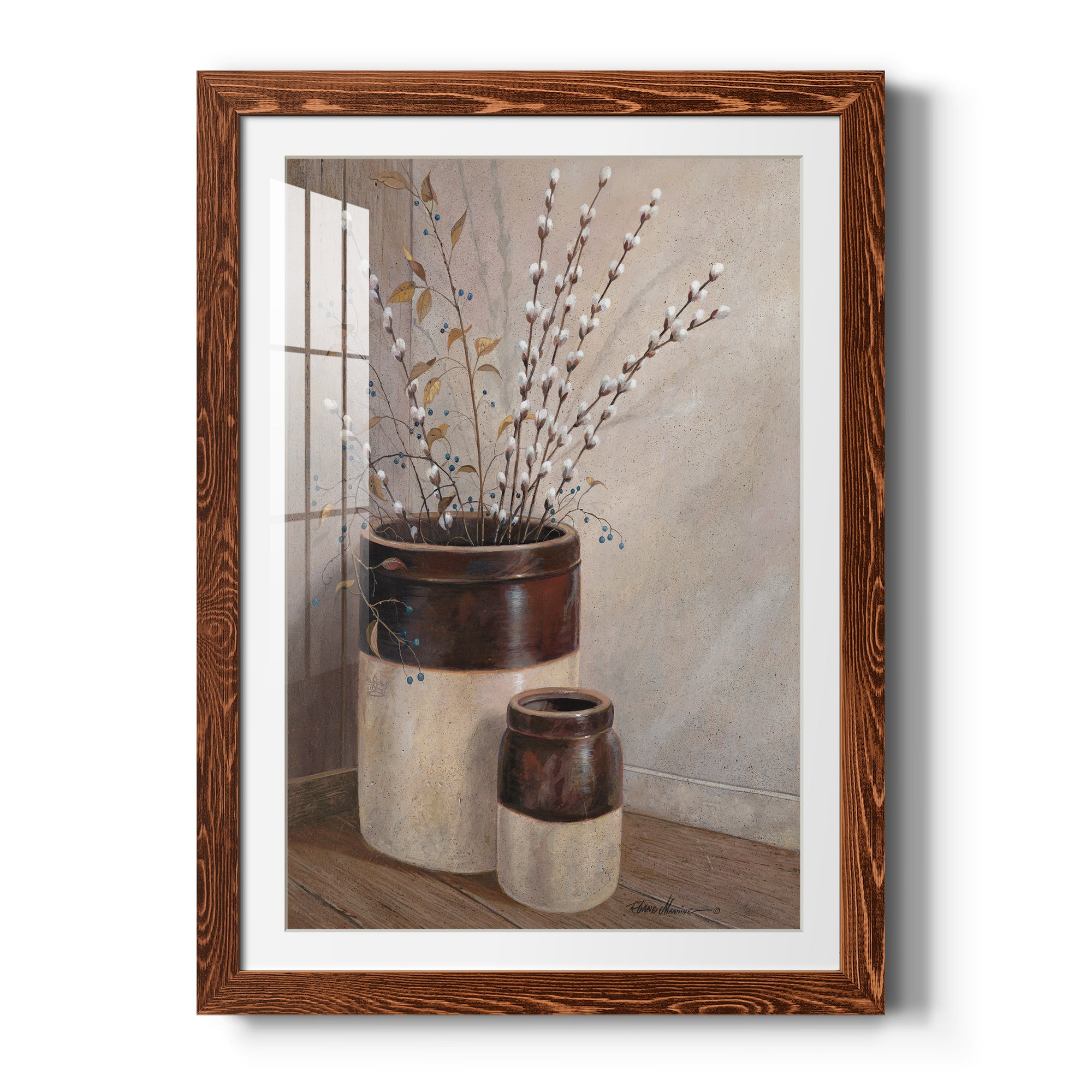 Pussywillows & Spring - Barnwood Framed Art Print