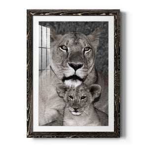 Lioness and Cub - Barnwood Framed Art Print