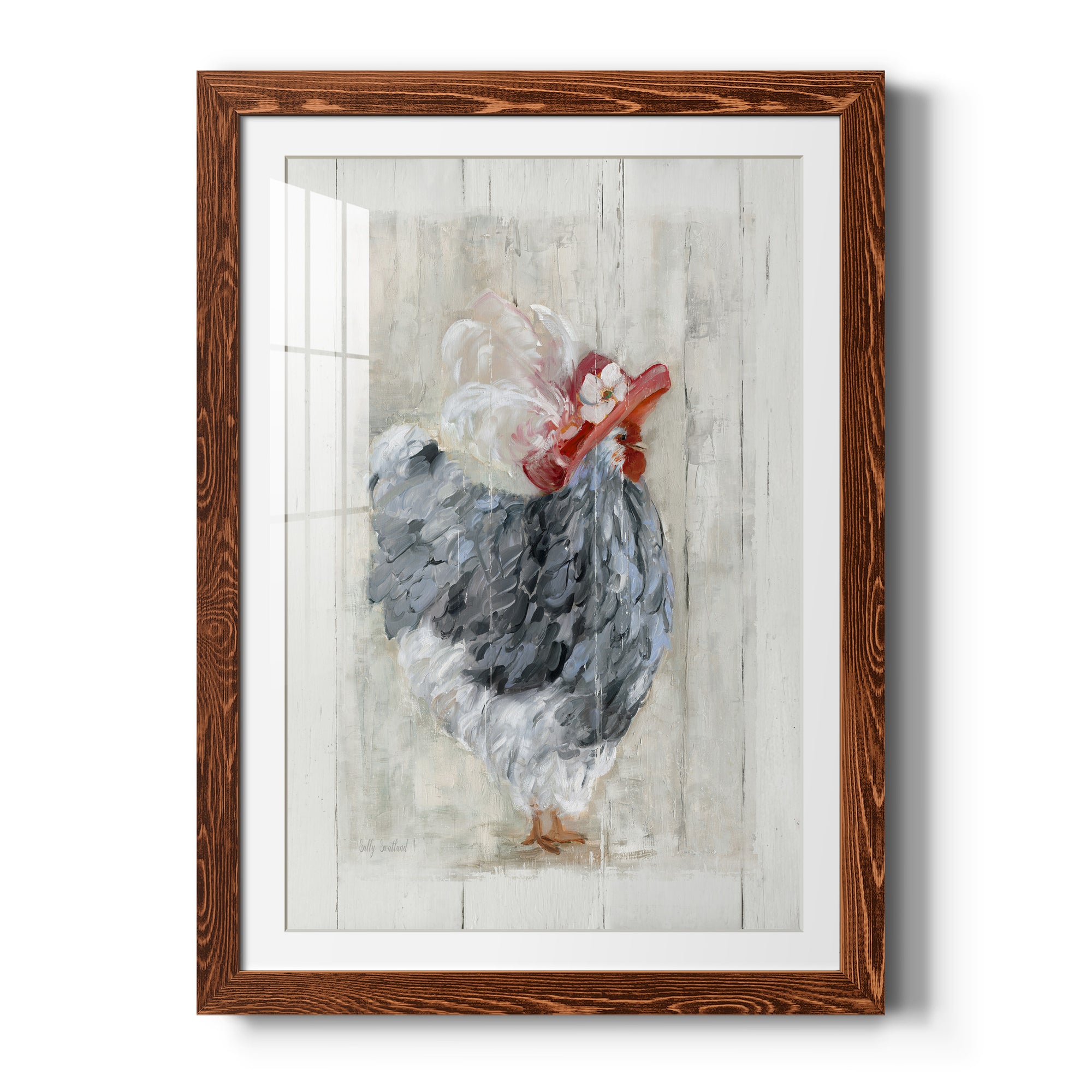 Sunday Best Hen - Barnwood Framed Art Print
