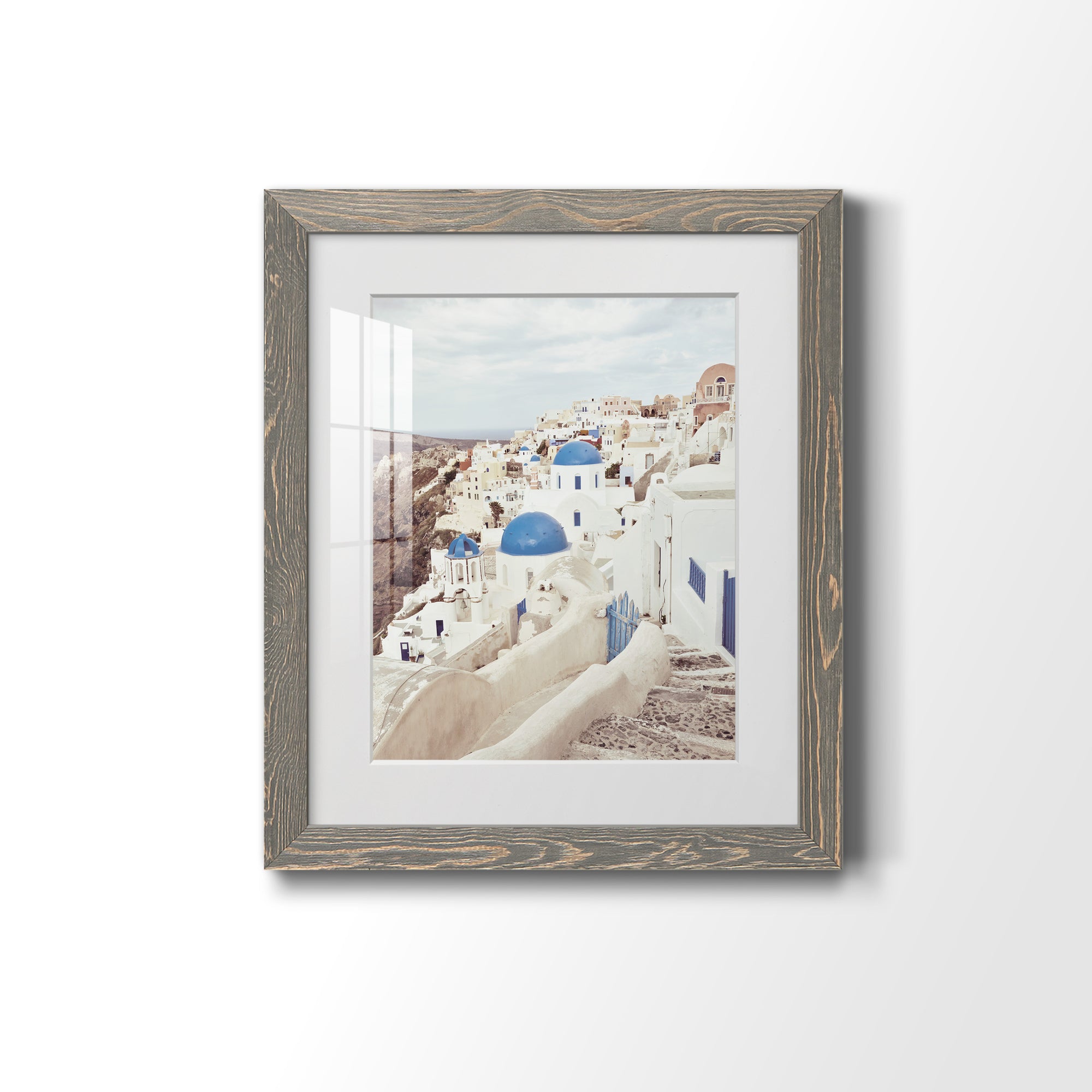 Santorini - Premium Framed Print - Distressed Barnwood Frame - Ready to Hang