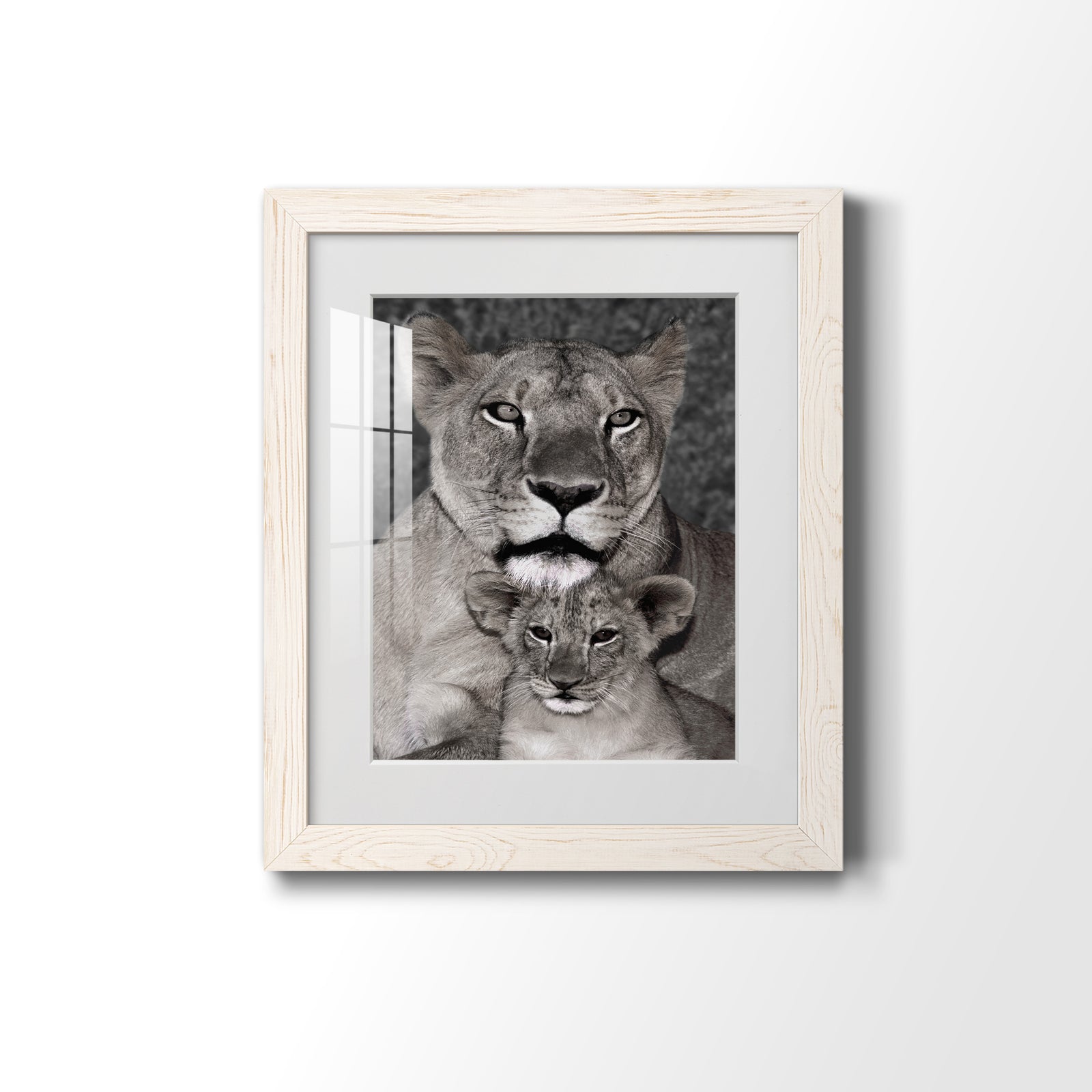 Lioness and Cub - Barnwood Framed Art Print