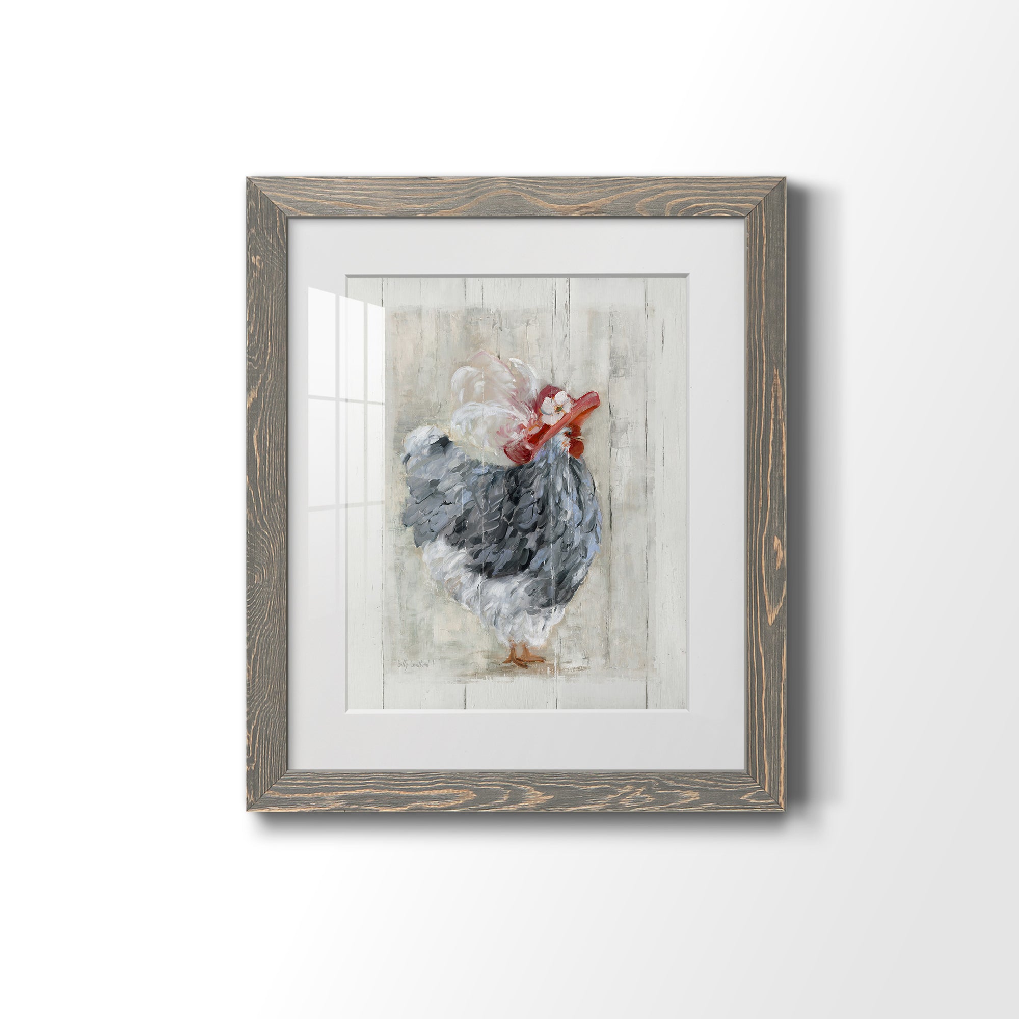 Sunday Best Hen - Barnwood Framed Art Print