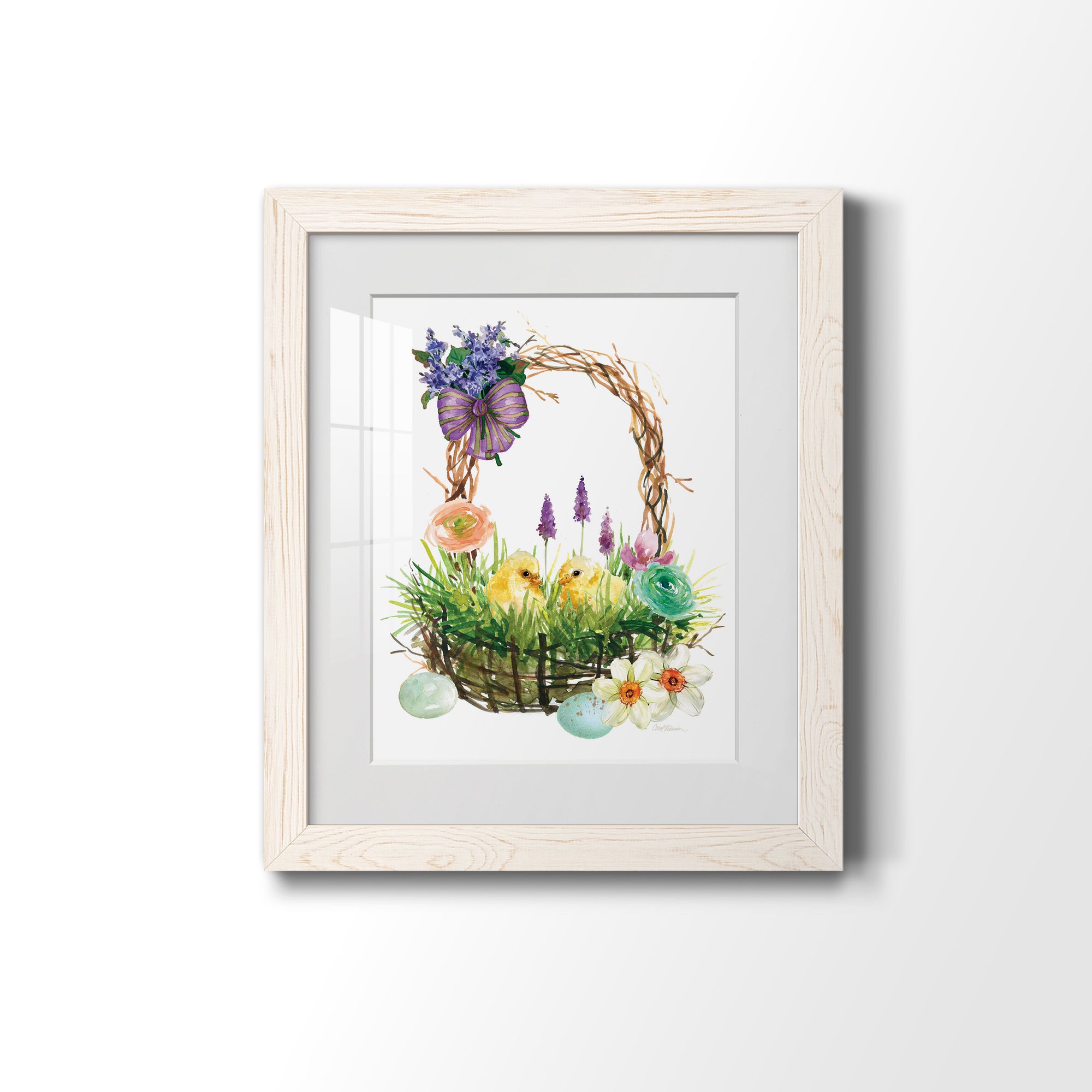 Spring Chick Basket - Barnwood Framed Art Print