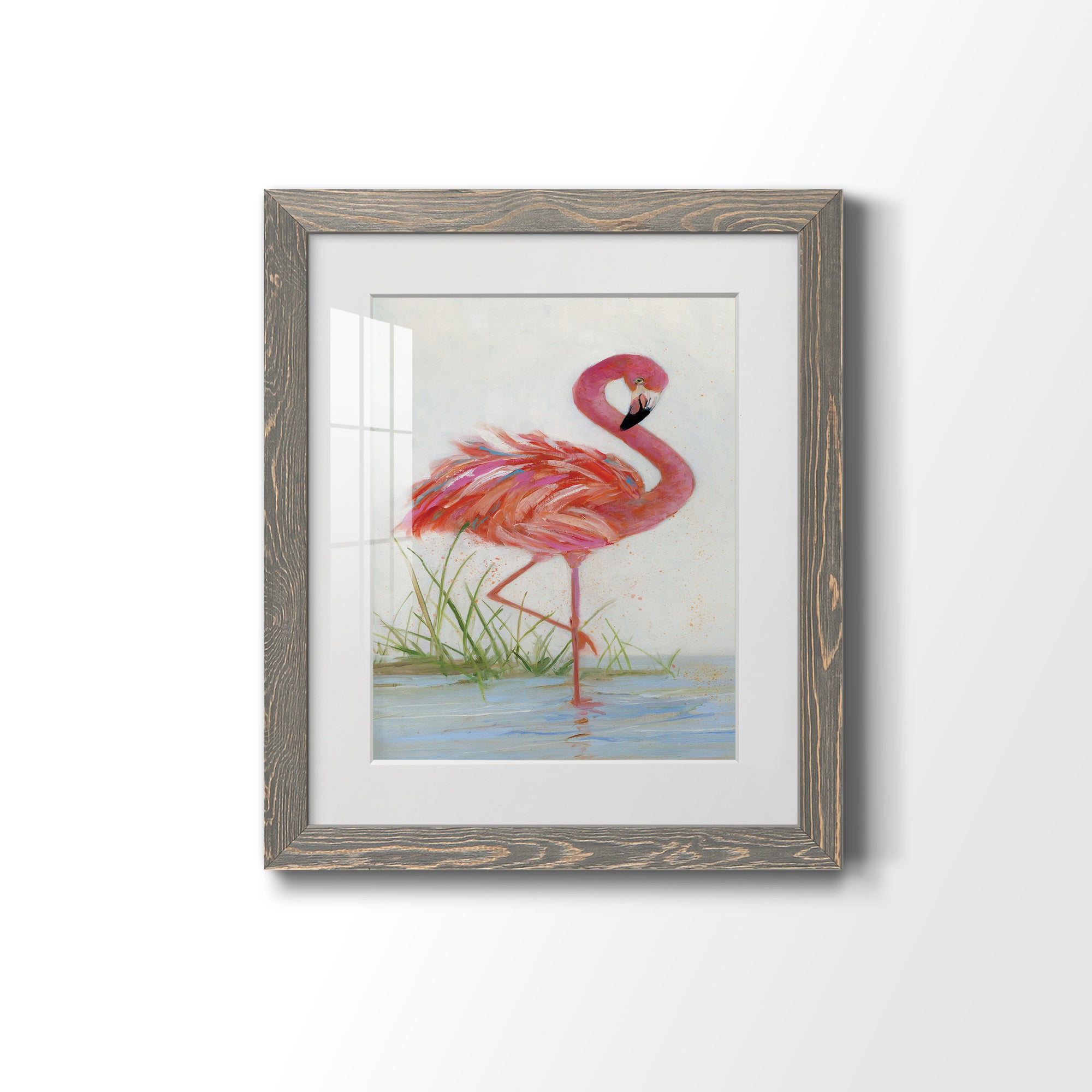 Flamingo I - Barnwood Framed Art Print