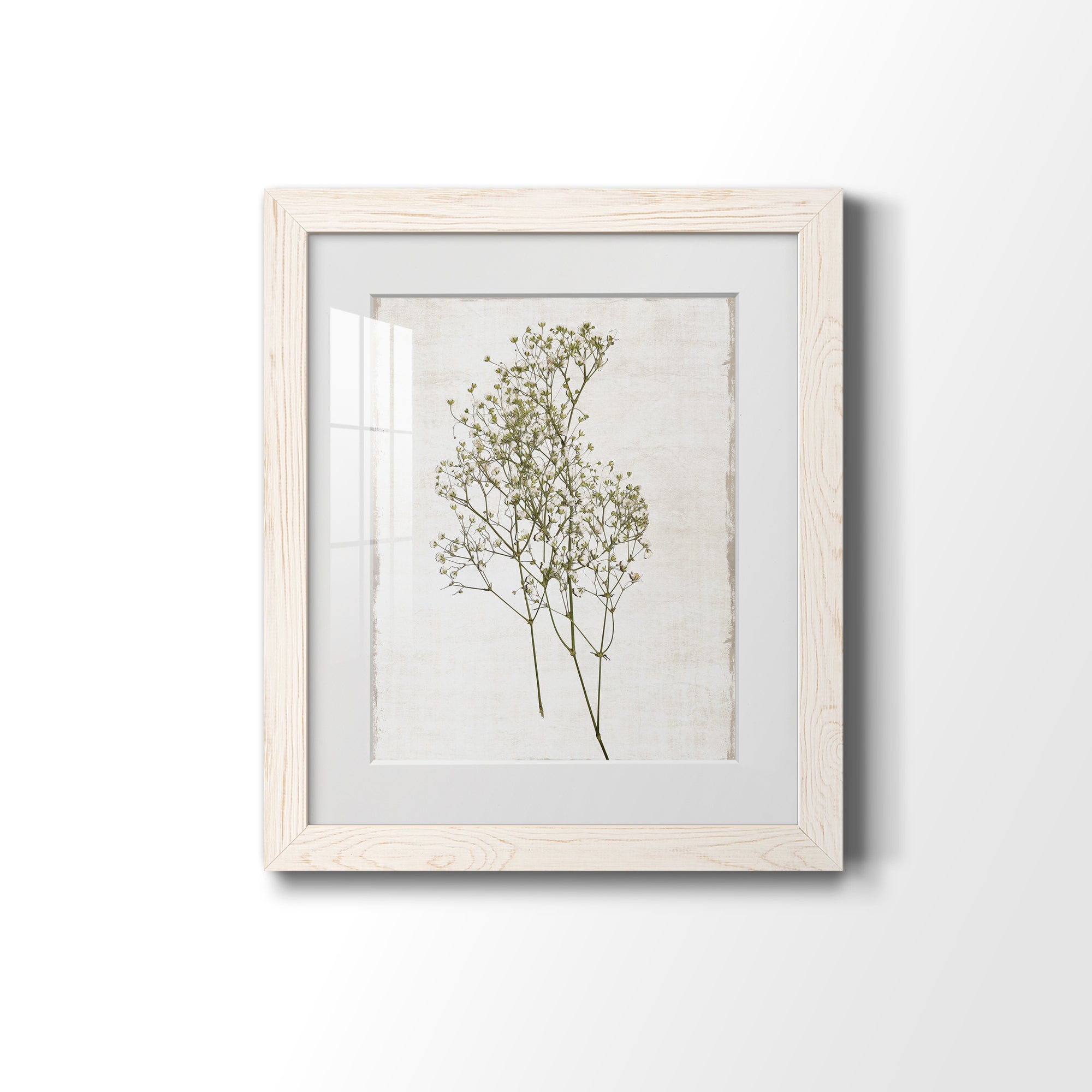 Farmhouse Pressed Flower I - Premium Framed Print - Distressed Barnwood Frame - Ready to Hang