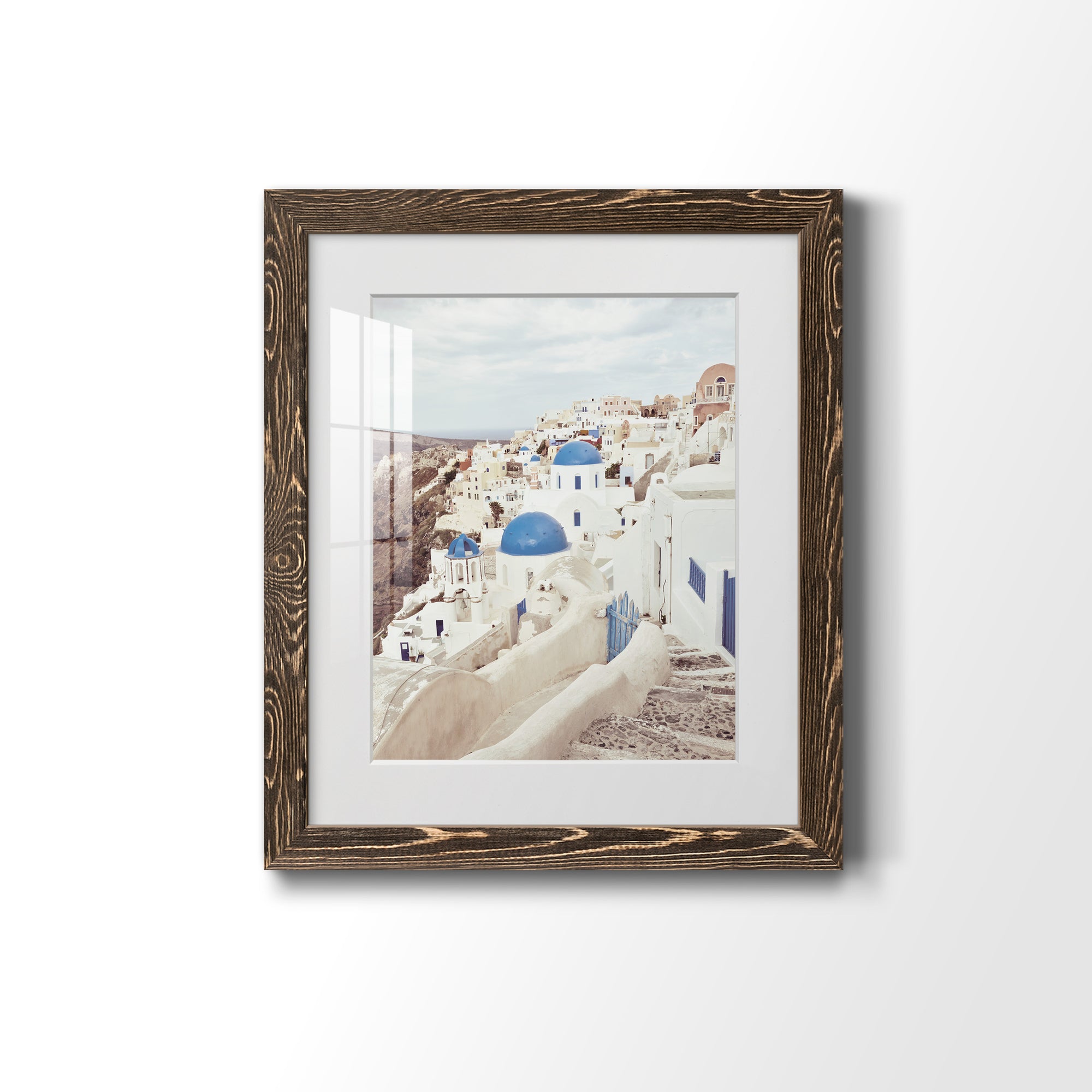 Santorini - Premium Framed Print - Distressed Barnwood Frame - Ready to Hang