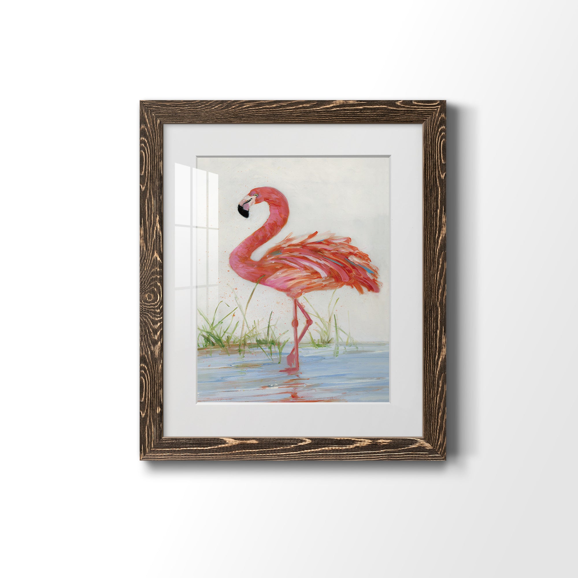 Flamingo II - Barnwood Framed Art Print
