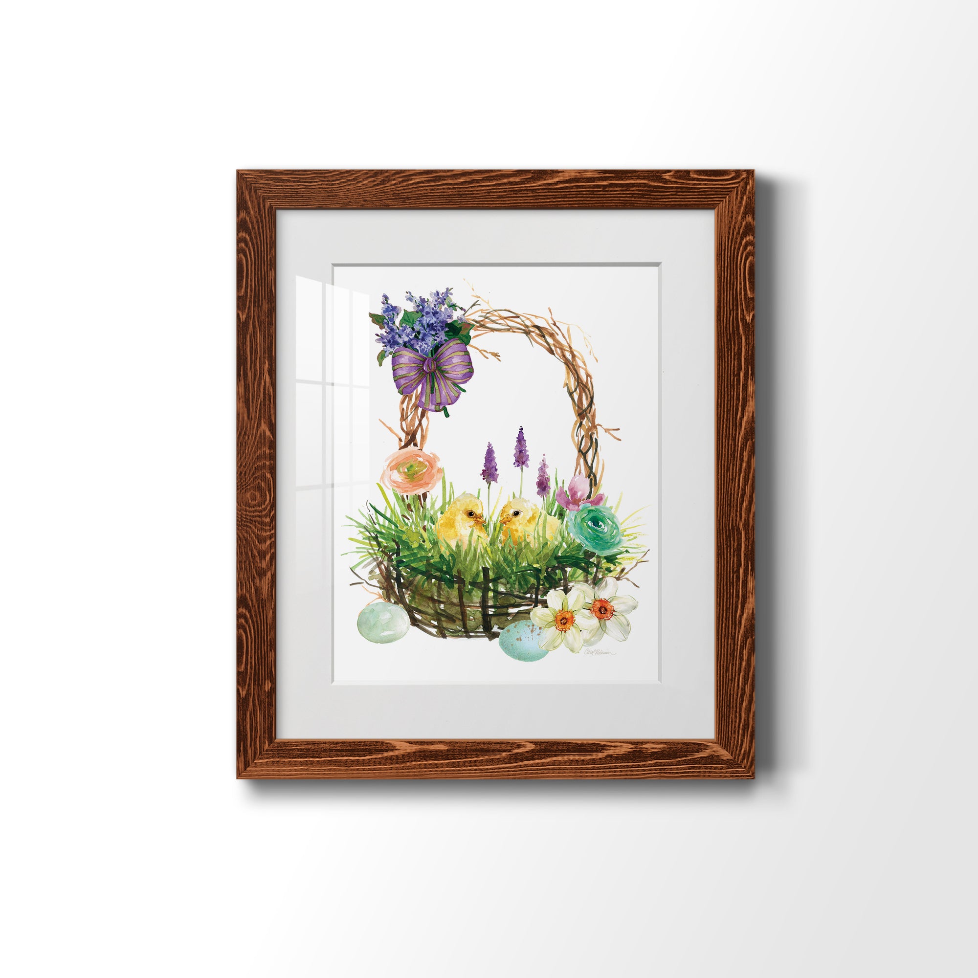 Spring Chick Basket - Barnwood Framed Art Print
