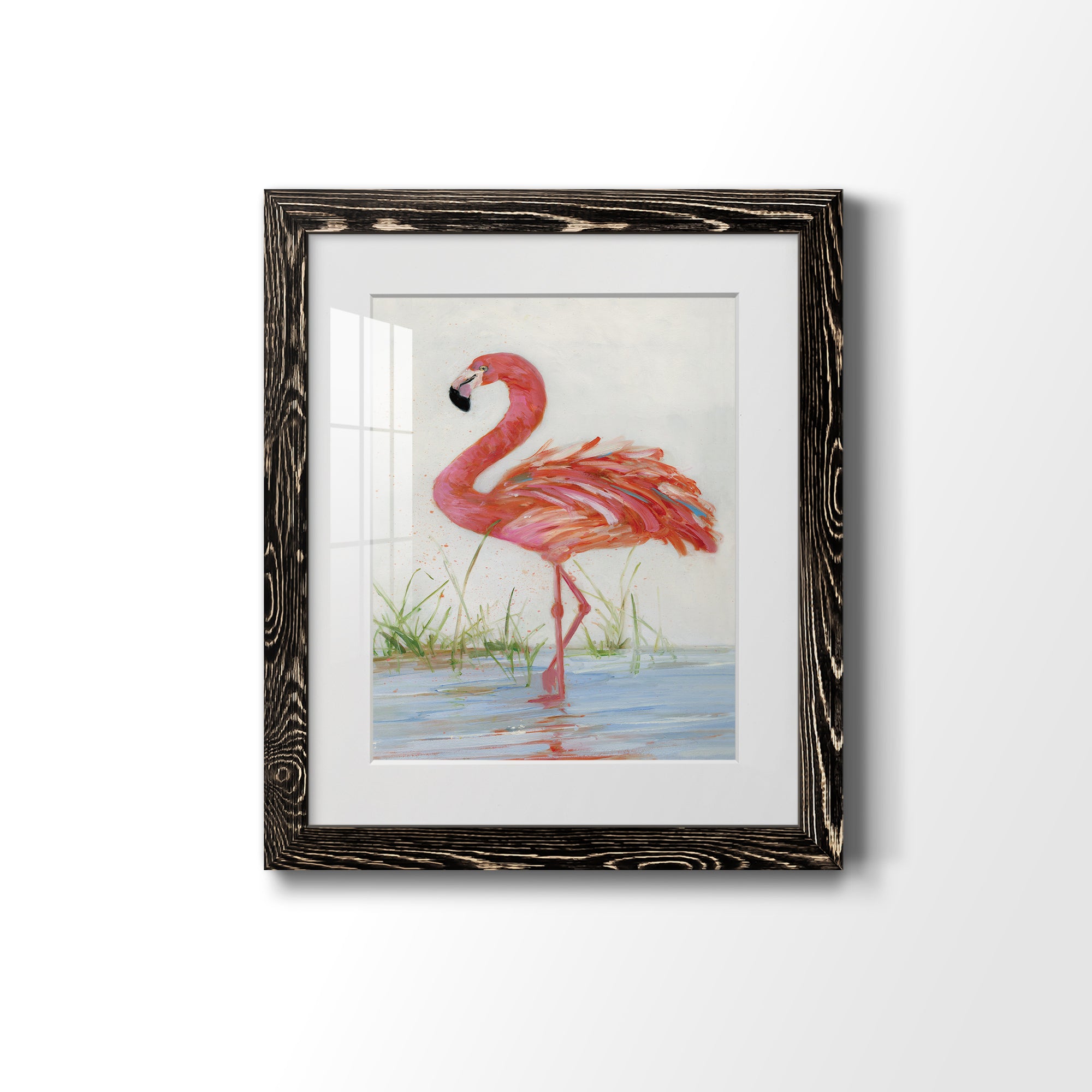 Flamingo II - Barnwood Framed Art Print