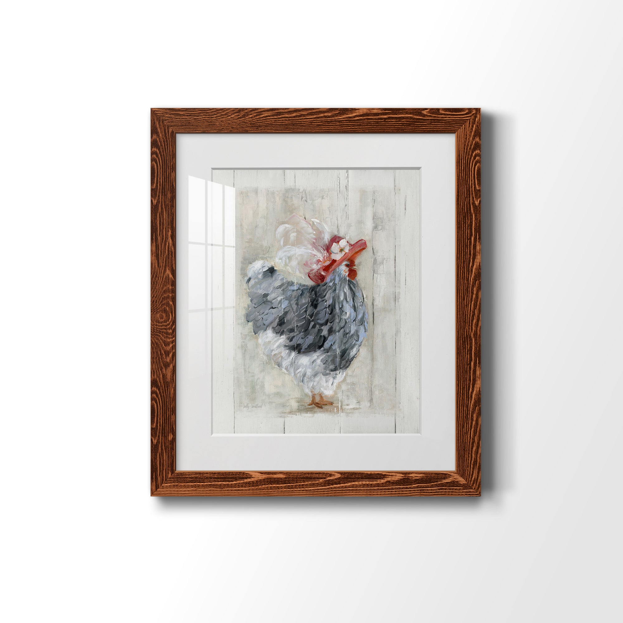Sunday Best Hen - Barnwood Framed Art Print