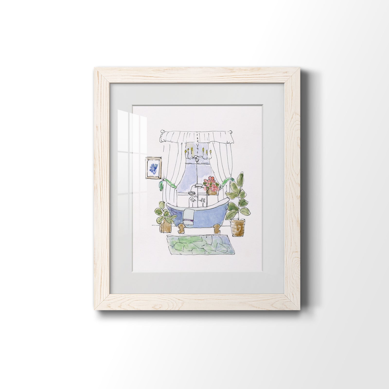 Sketchy Bath III - Premium Framed Print - Distressed Barnwood Frame - Ready to Hang