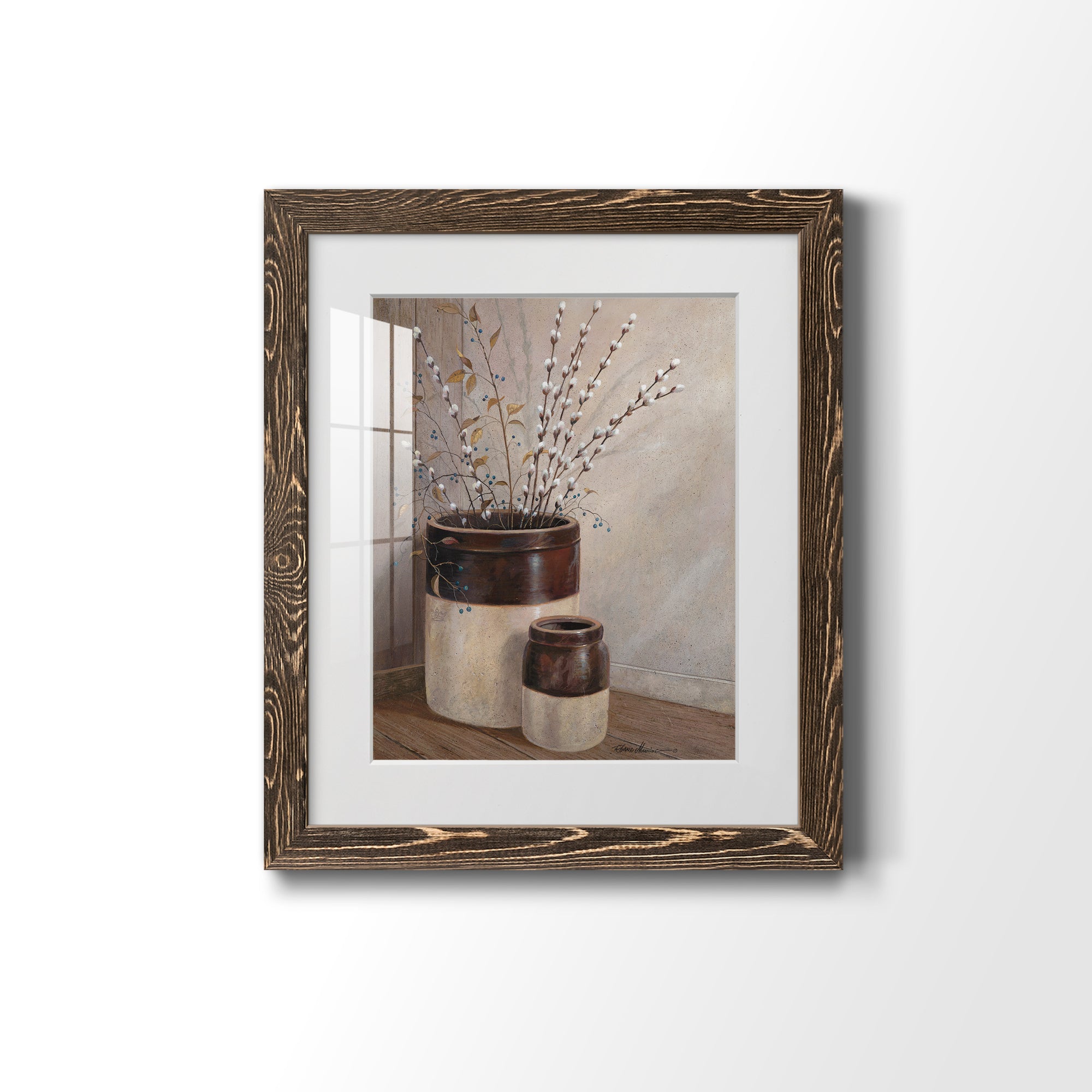 Pussywillows & Spring - Barnwood Framed Art Print