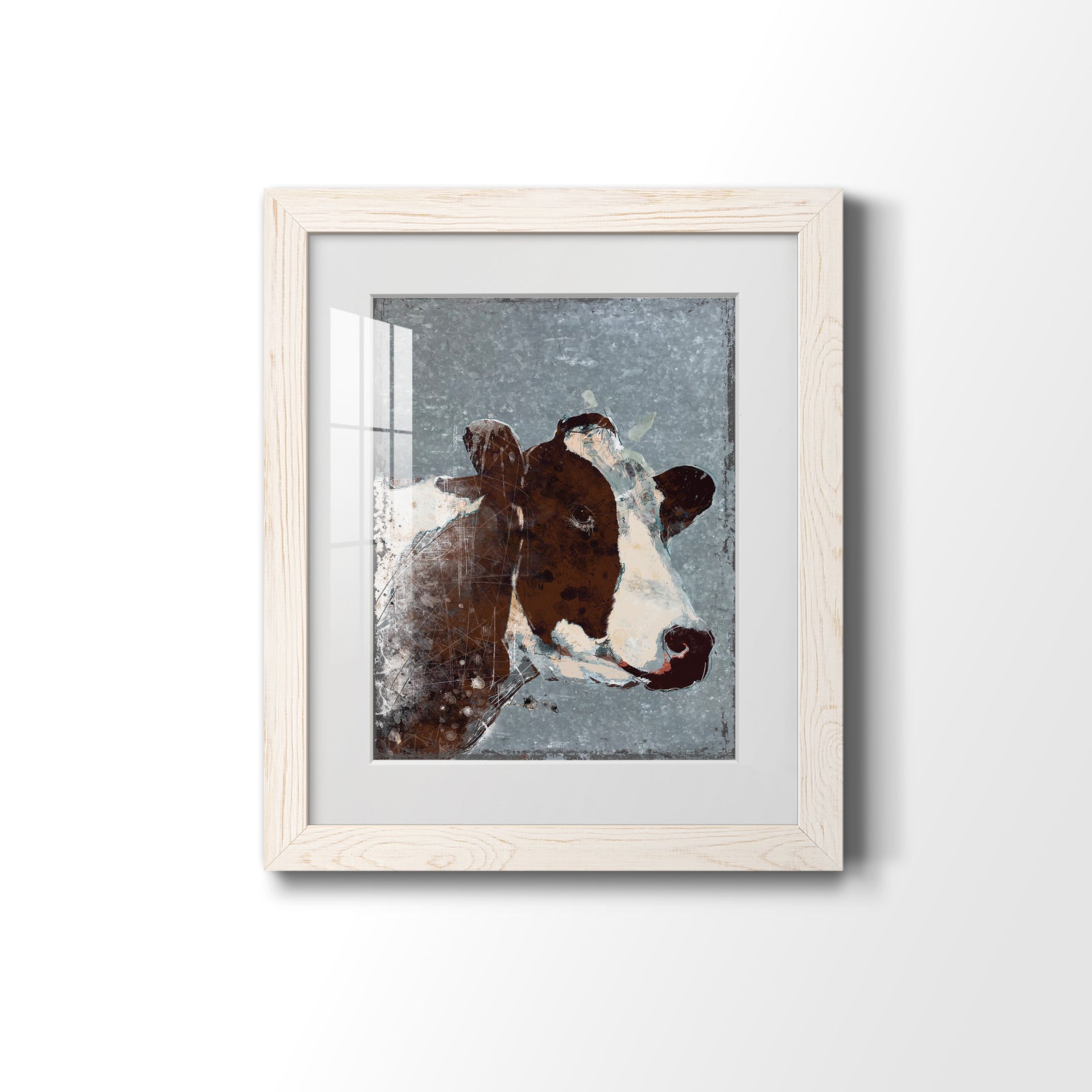 Cow On Galvanized Metal - Barnwood