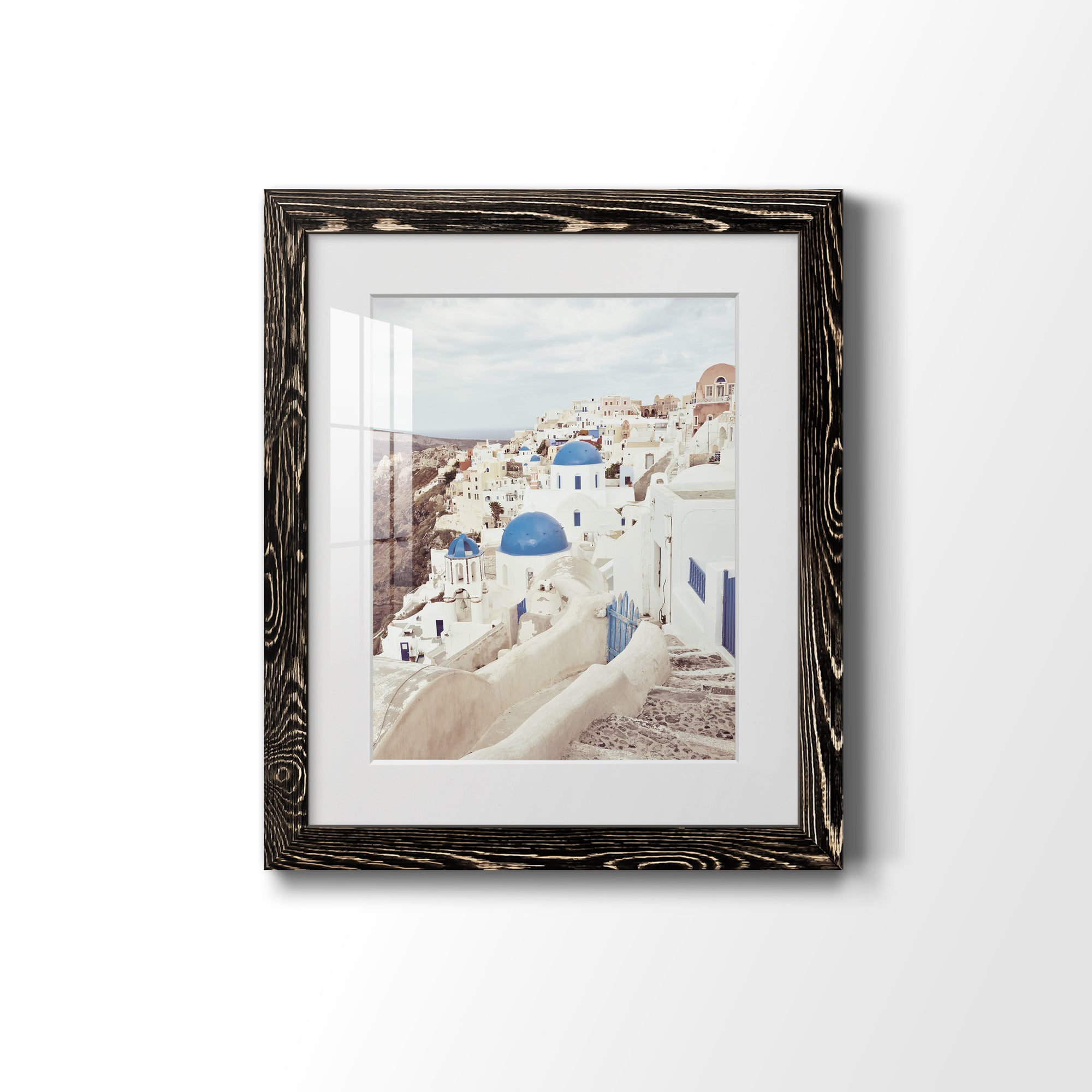Santorini - Premium Framed Print - Distressed Barnwood Frame - Ready to Hang