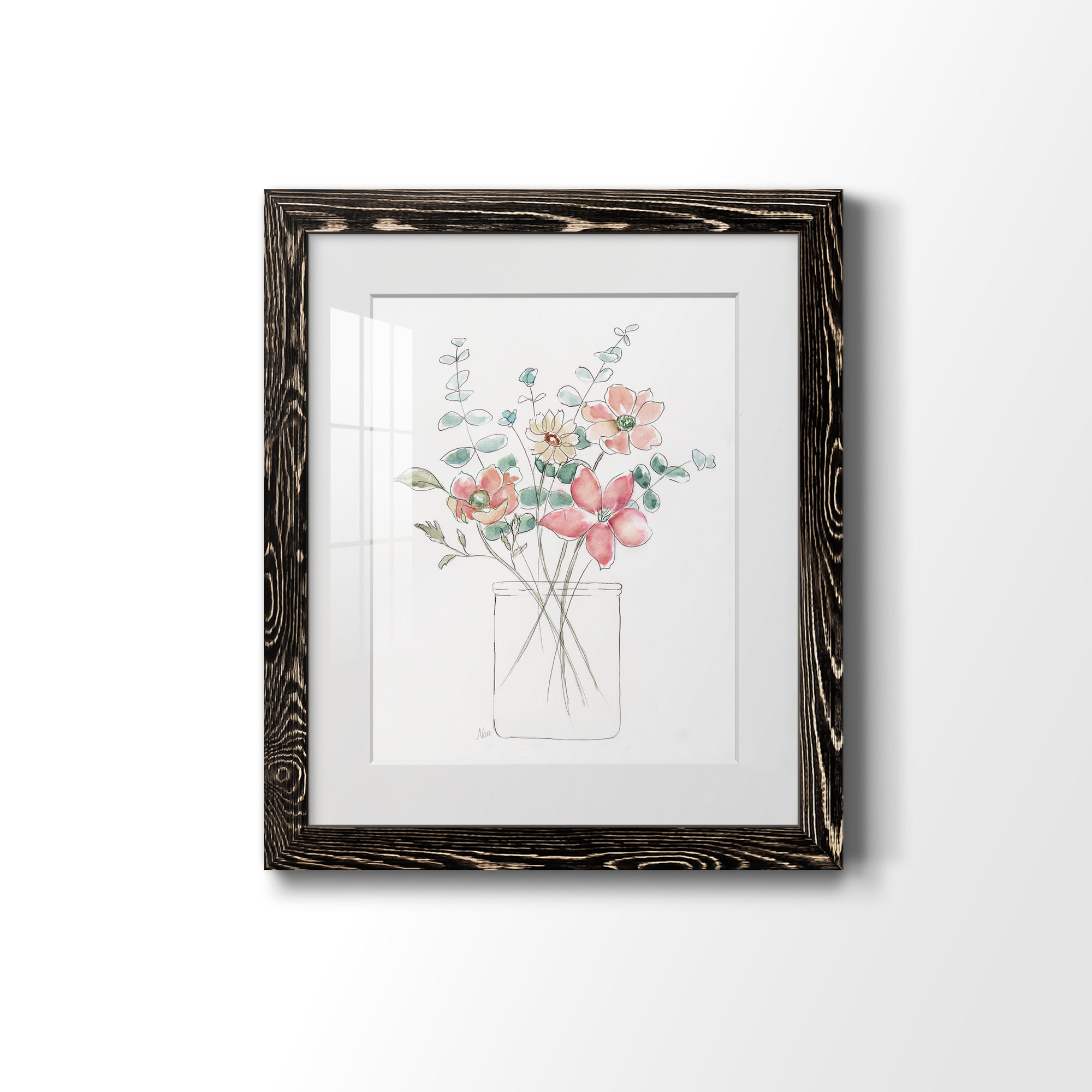 Whimsical Wildflowers I - Premium Framed Print - Distressed Barnwood Frame - Ready to Hang