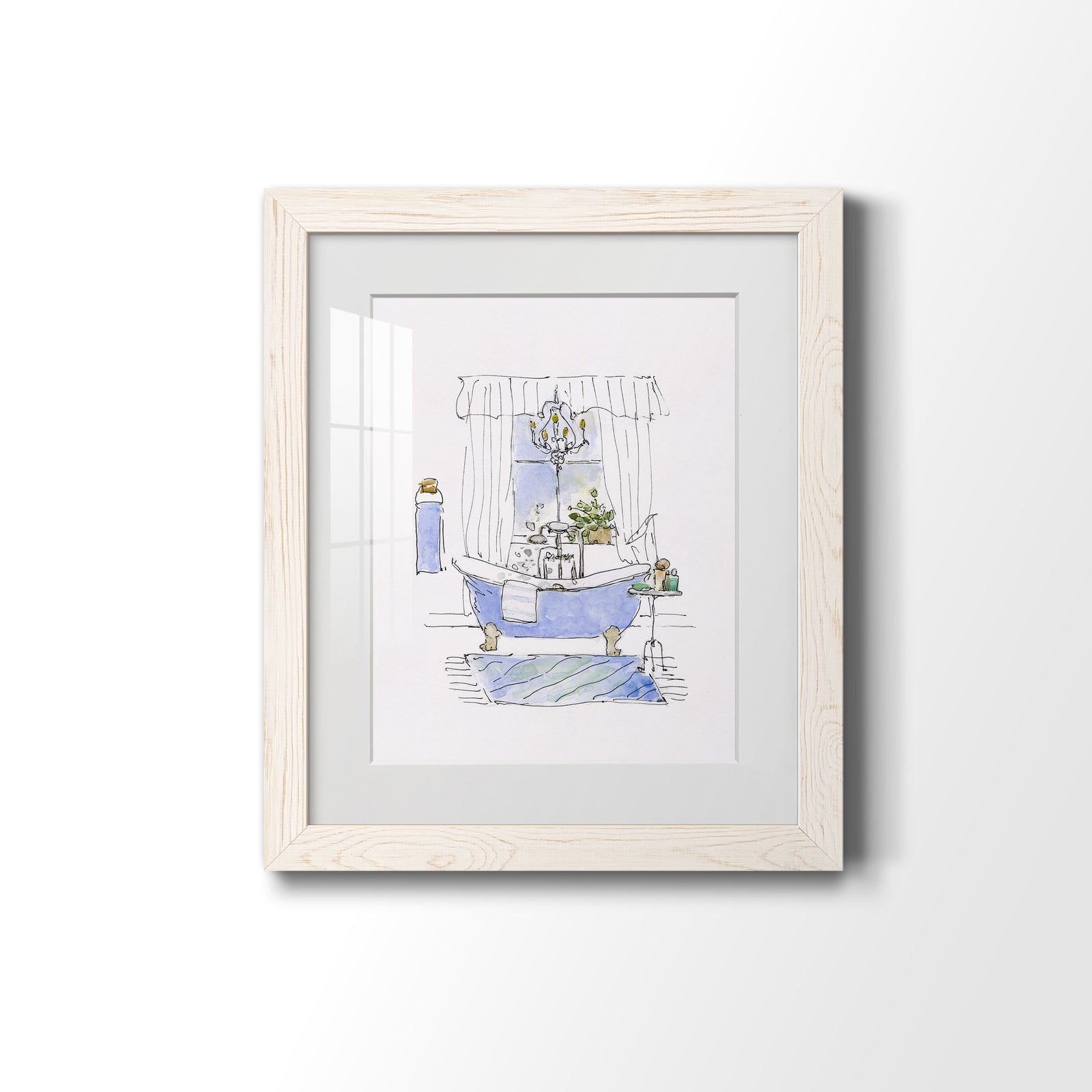 Sketchy Bath I - Premium Framed Print - Distressed Barnwood Frame - Ready to Hang