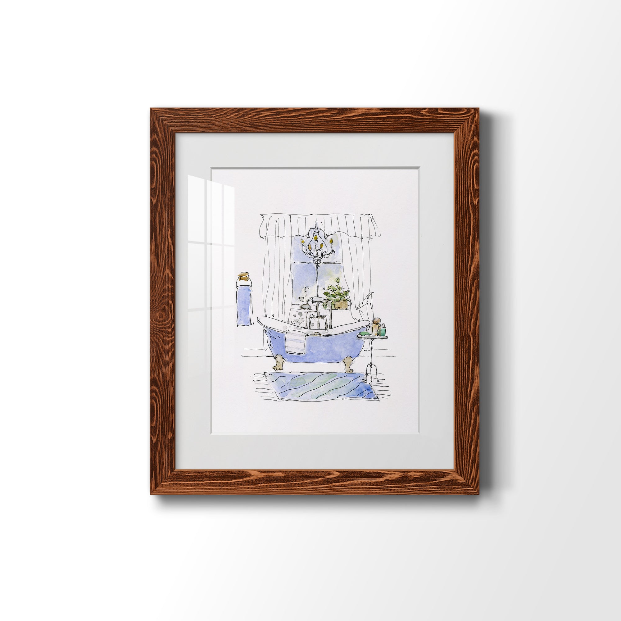 Sketchy Bath I - Premium Framed Print - Distressed Barnwood Frame - Ready to Hang