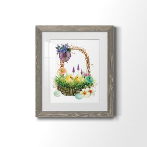 Spring Chick Basket - Barnwood Framed Art Print