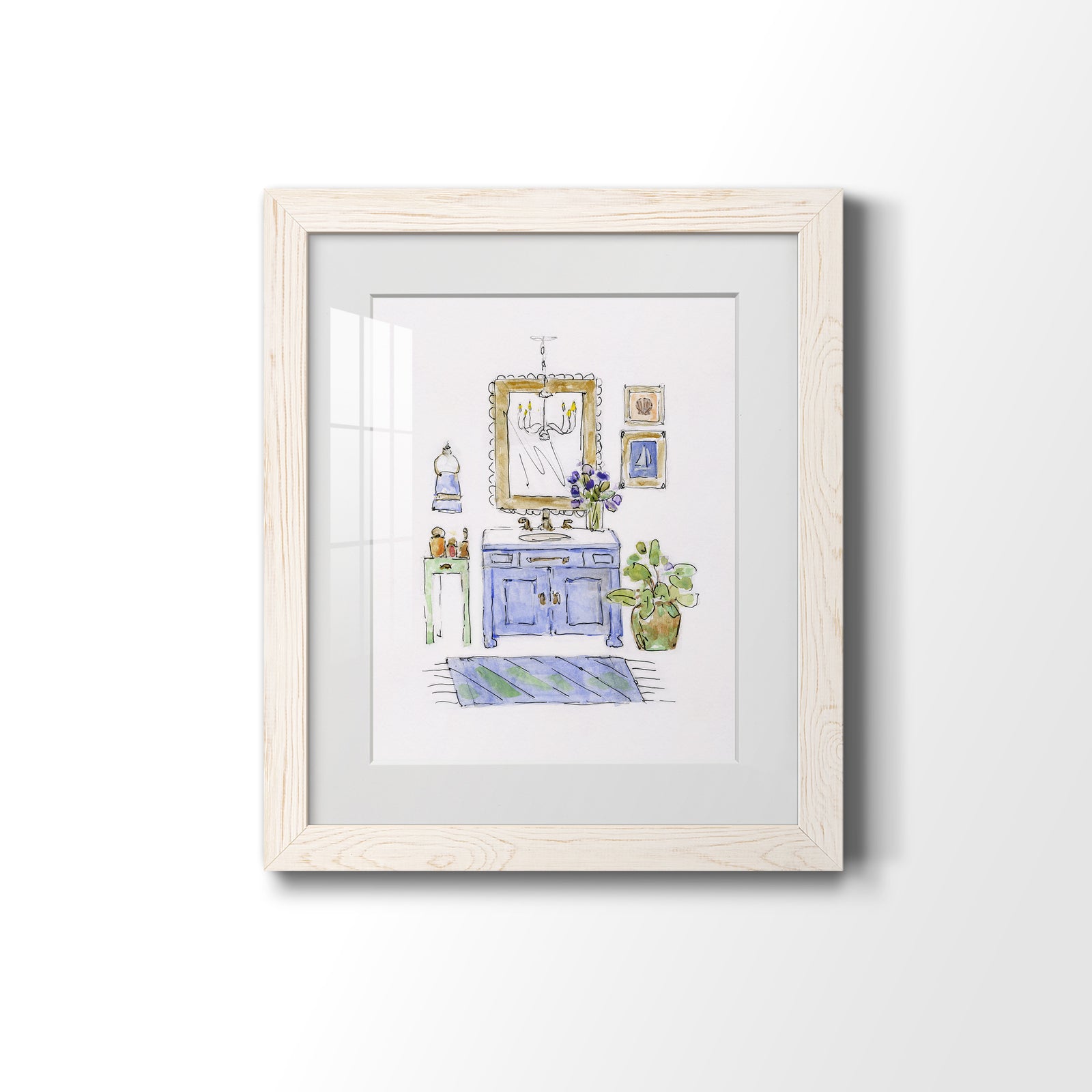 Sketchy Bath II - Premium Framed Print - Distressed Barnwood Frame - Ready to Hang