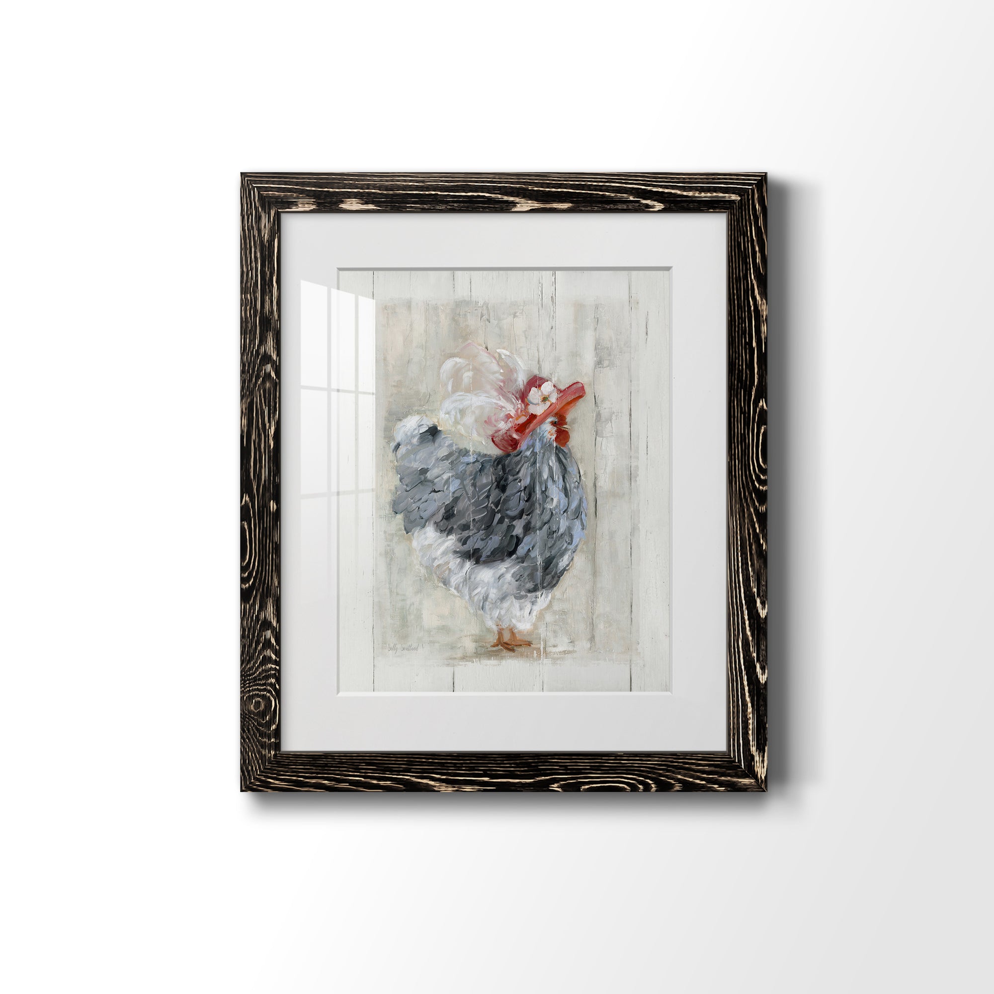 Sunday Best Hen - Barnwood Framed Art Print