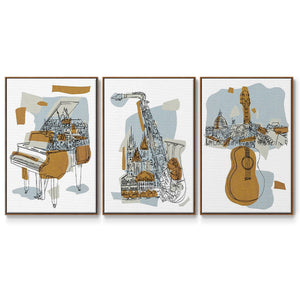 Rehearsal I - Framed Premium Gallery Wrapped Canvas L Frame 3 Piece Set - Ready to Hang