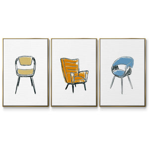 Take a Seat I - Framed Premium Gallery Wrapped Canvas L Frame 3 Piece Set - Ready to Hang