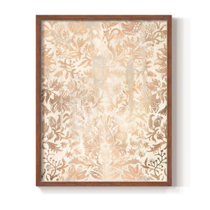 Walnut Damask I - Restickable Framed Art Print