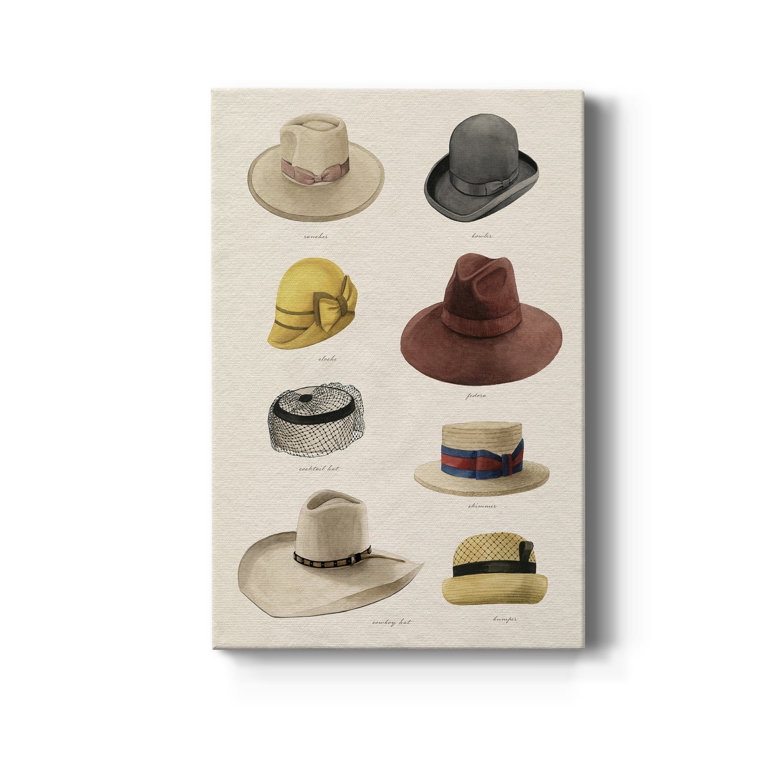 Vintage Hats II - Canvas Art Print