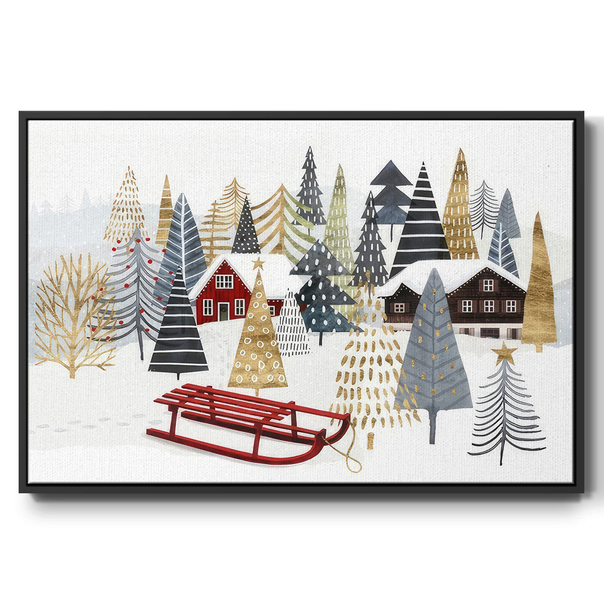 Christmas Chalet Collection A - Floater Framed Canvas Print