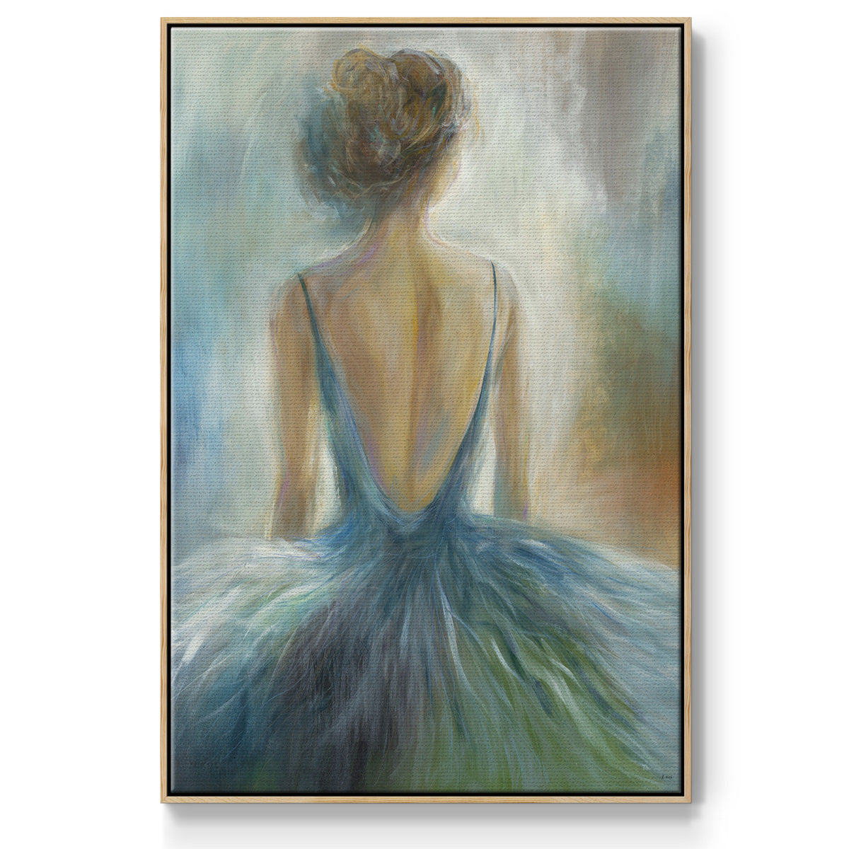 Lady in Blue Framed Premium Gallery Wrapped Canvas - Ready to Hang