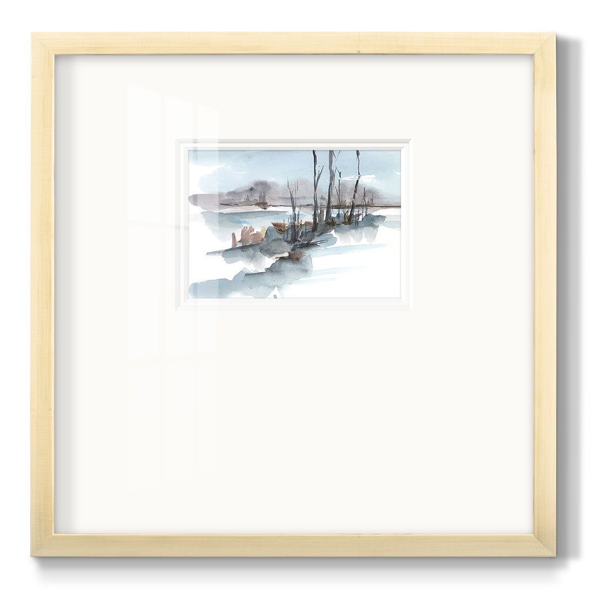 Winter Stream Watercolor I Premium Framed Print Double Matboard