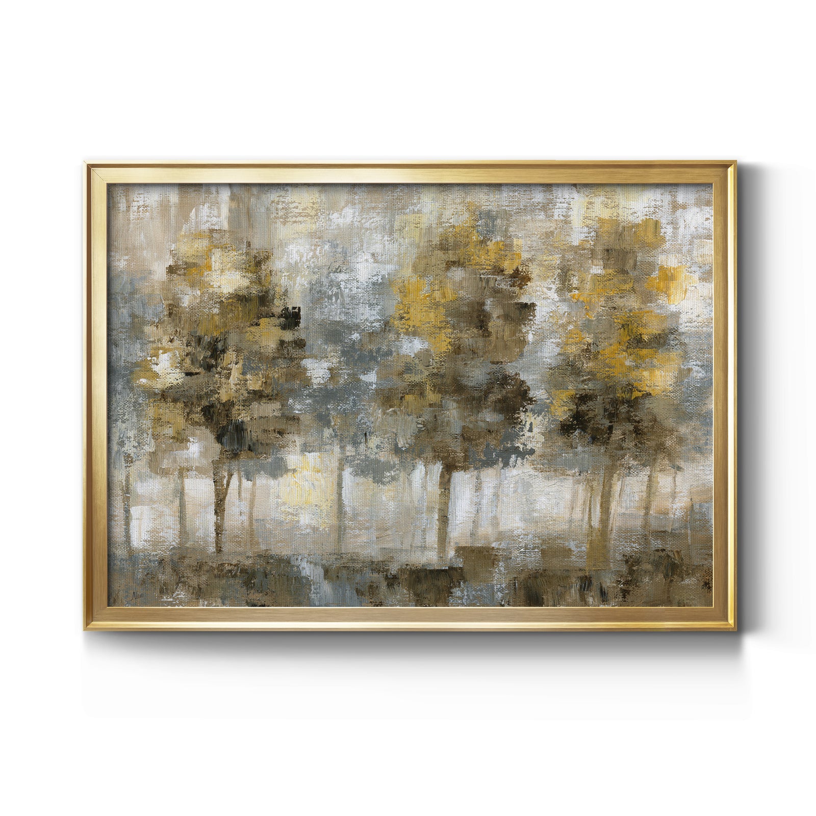 Linen Trees - Modern Framed Canvas Print
