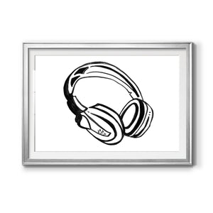 Headphones Sketch - Modern Framed Art Print