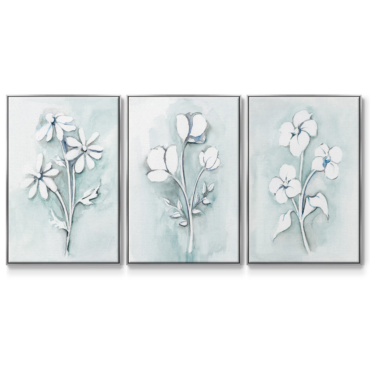 Bohemian Blue I - Framed Premium Gallery Wrapped Canvas L Frame 3 Piece Set - Ready to Hang