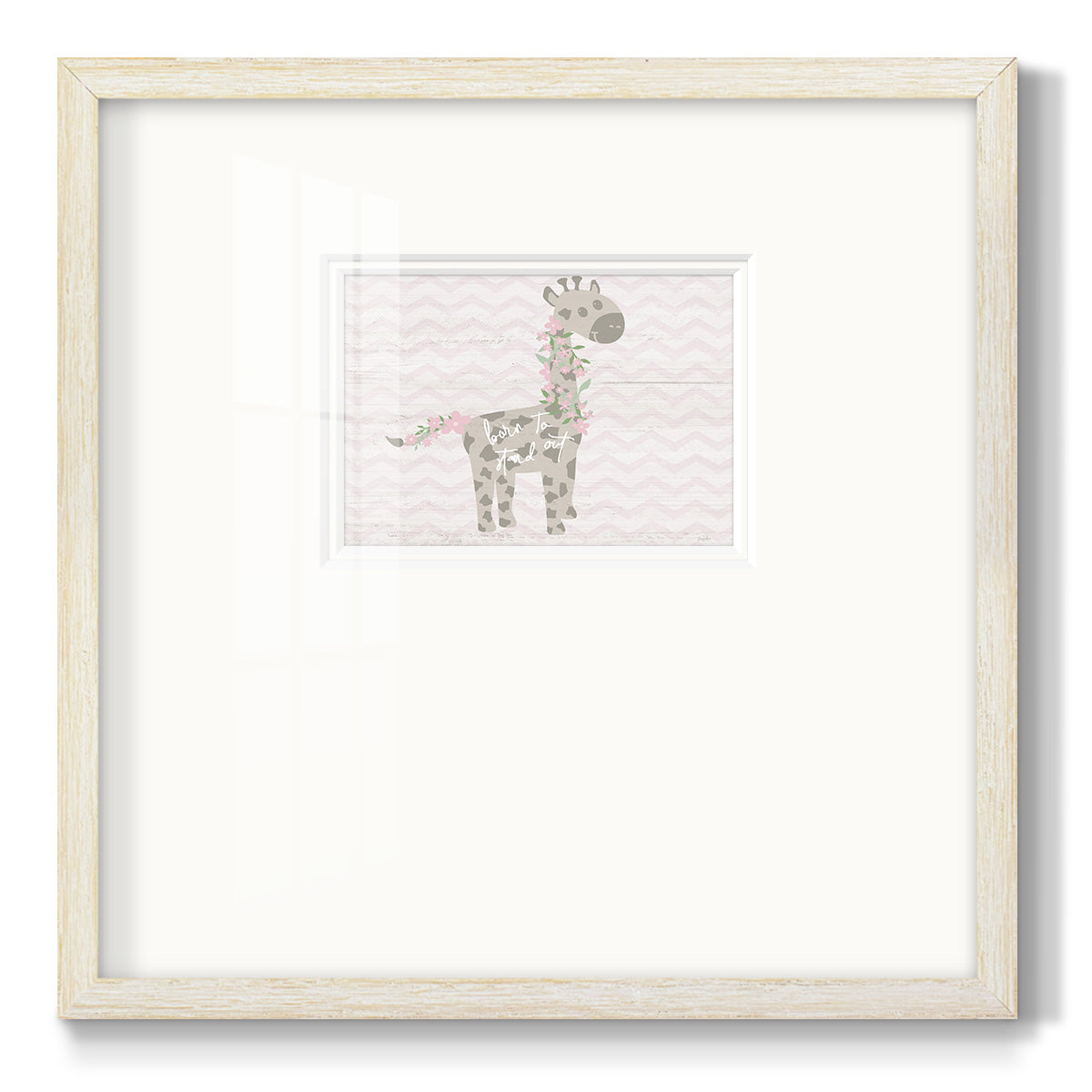 Floral Giraffe Premium Framed Print Double Matboard