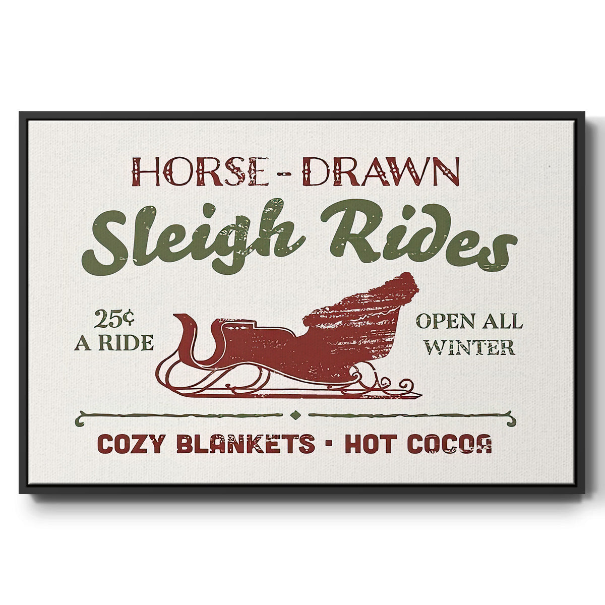 Christmas Farm Sign III - Floater Framed Canvas Print