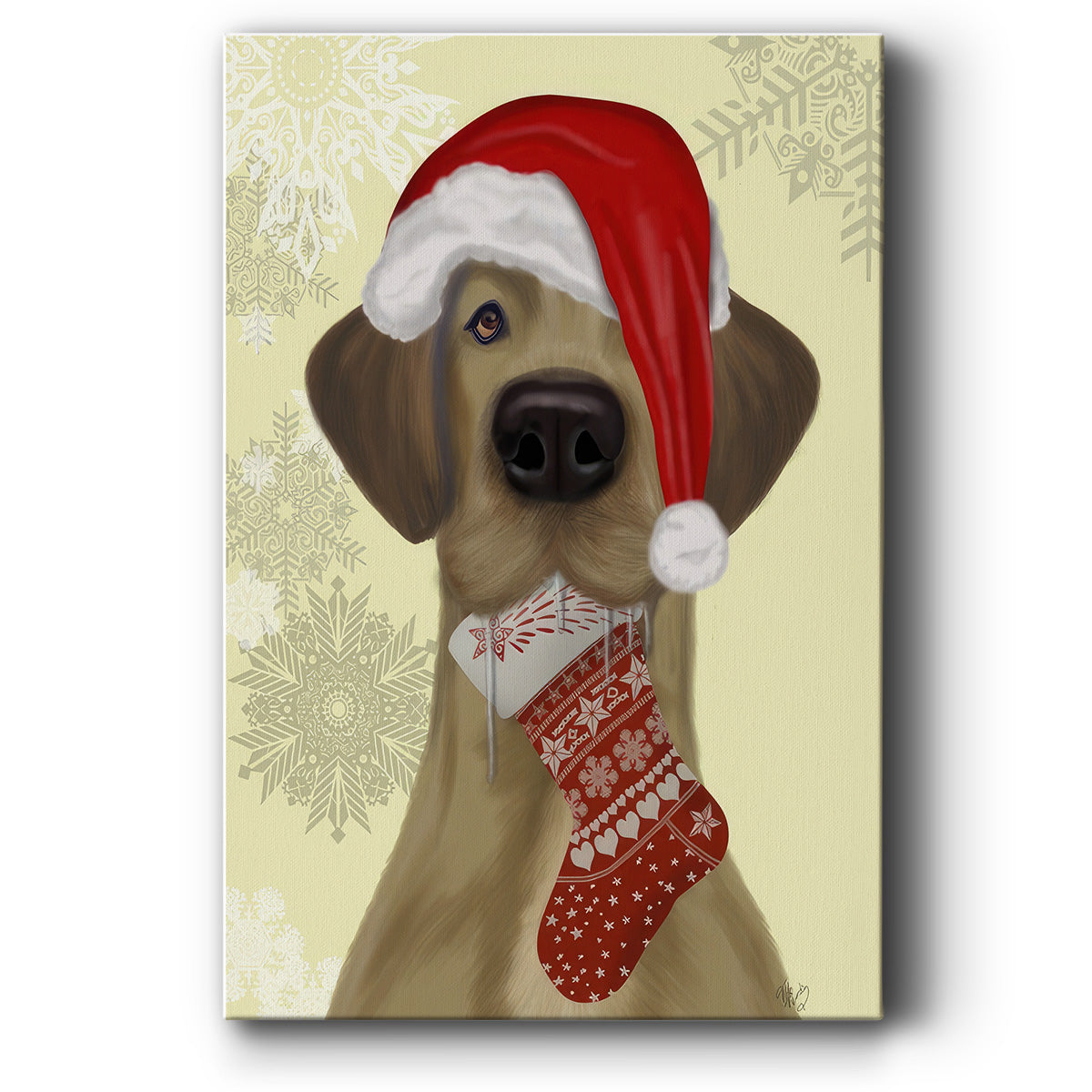 Christmas Drooly Christmas Dane - Gallery Wrapped Canvas