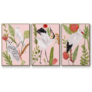Birds in Motion IV - Framed Premium Gallery Wrapped Canvas L Frame 3 Piece Set - Ready to Hang